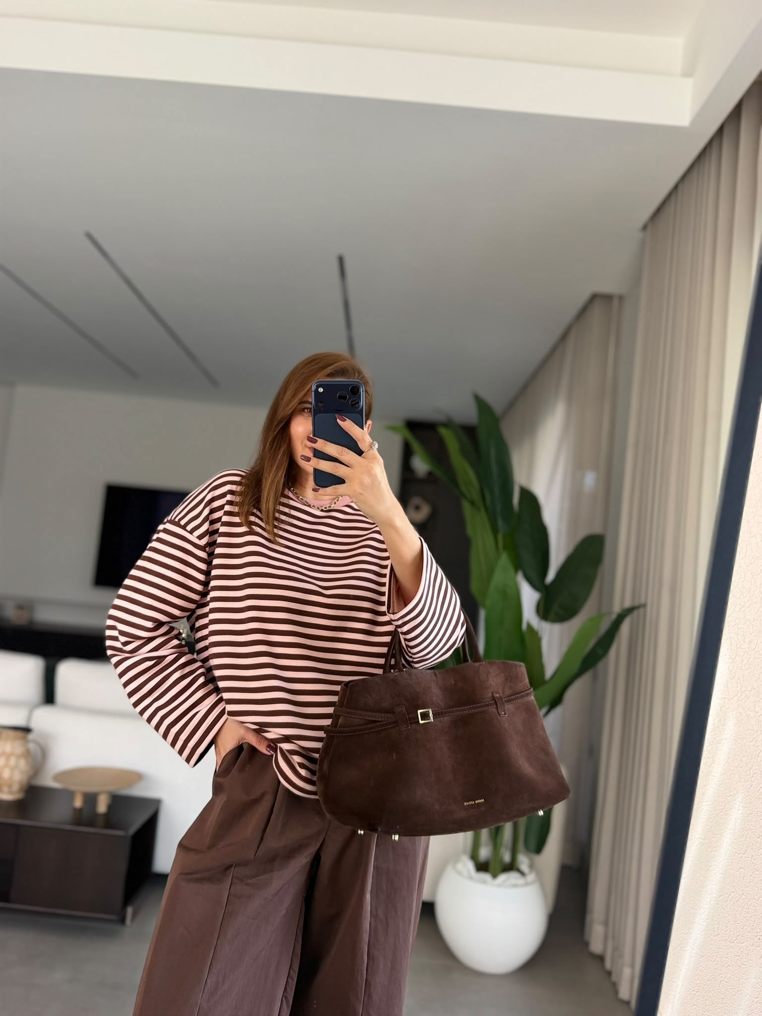 Pudra  Liza Çizgili Sweatshırt
