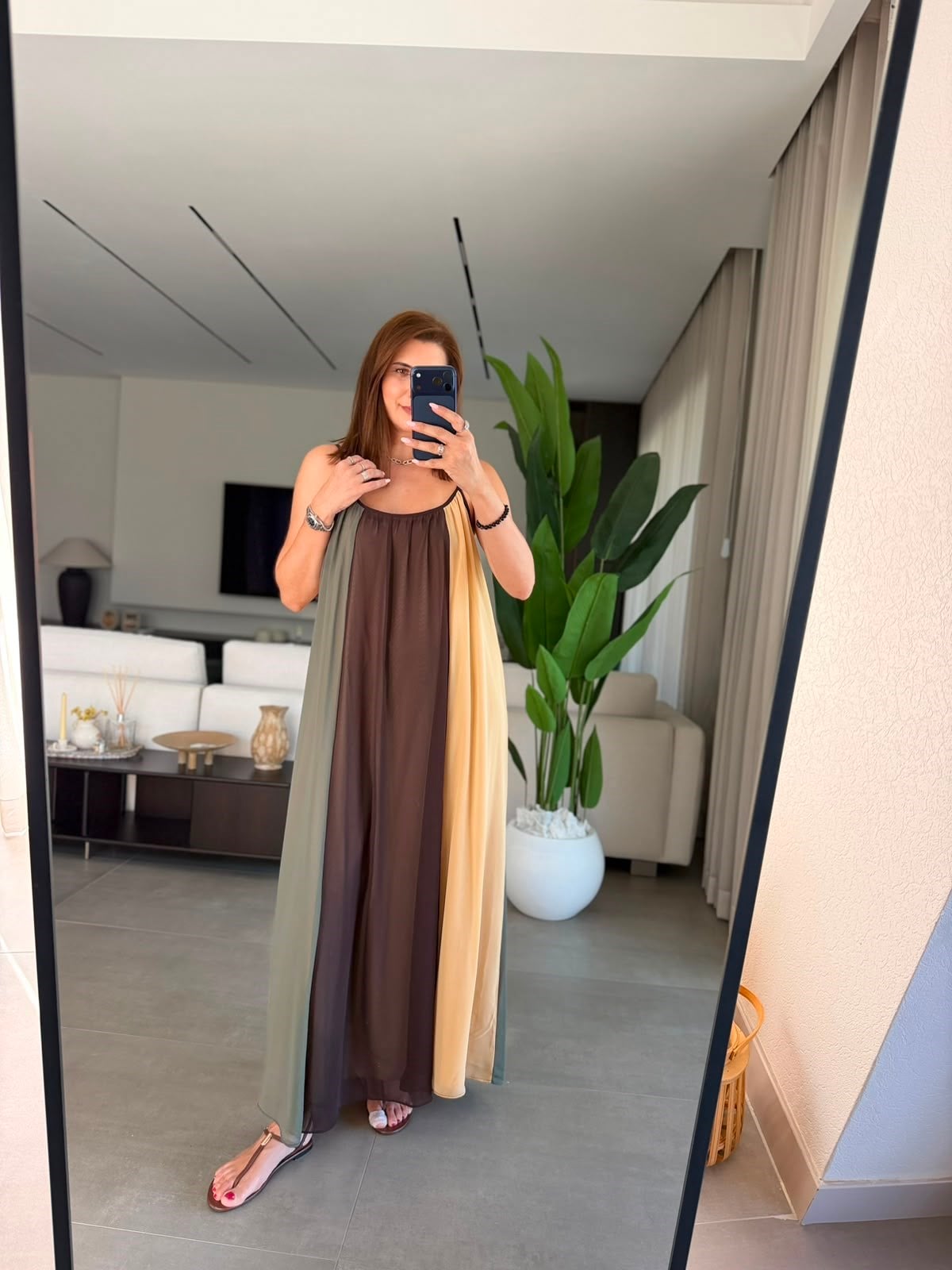 Renkli Melisa Askılı Elbise