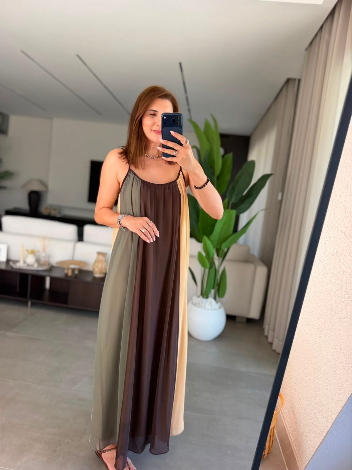 Renkli Melisa Askılı Elbise
