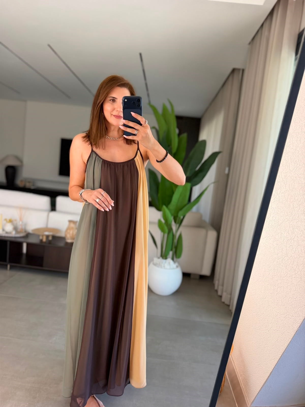 Renkli Melisa Askılı Elbise