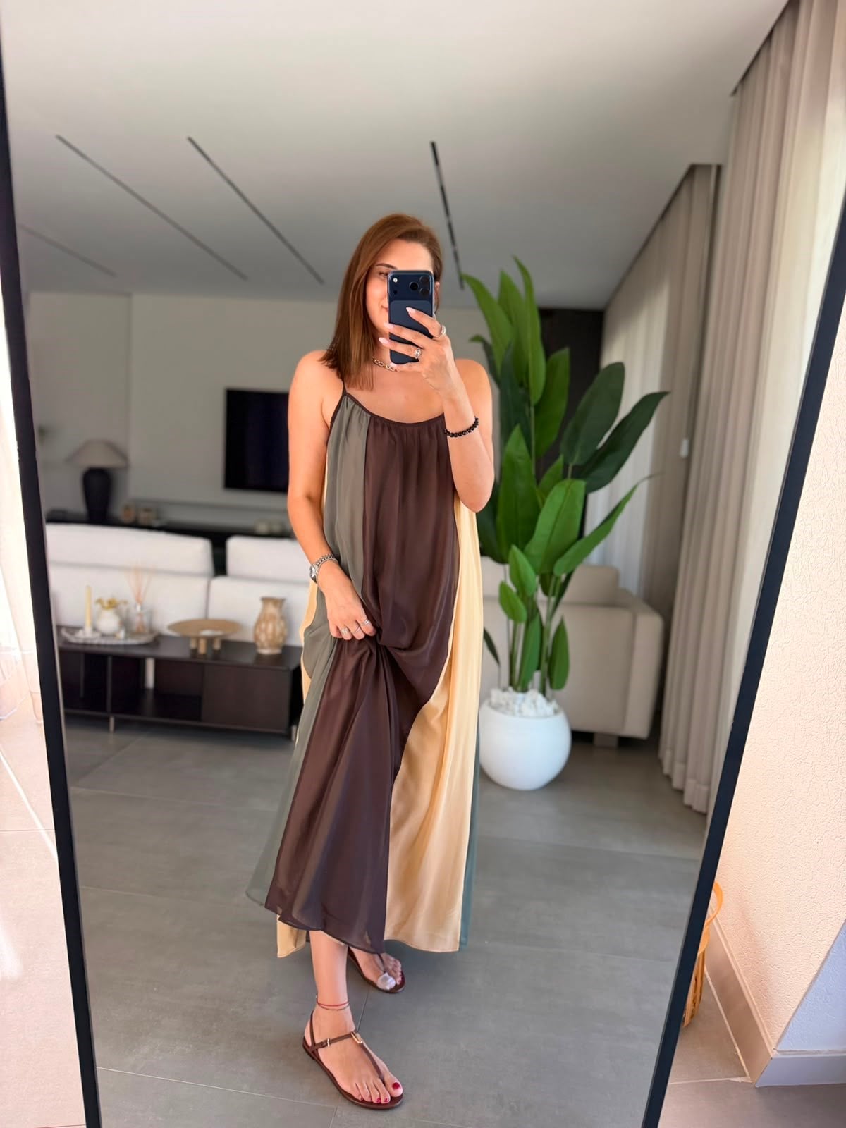 Renkli Melisa Askılı Elbise