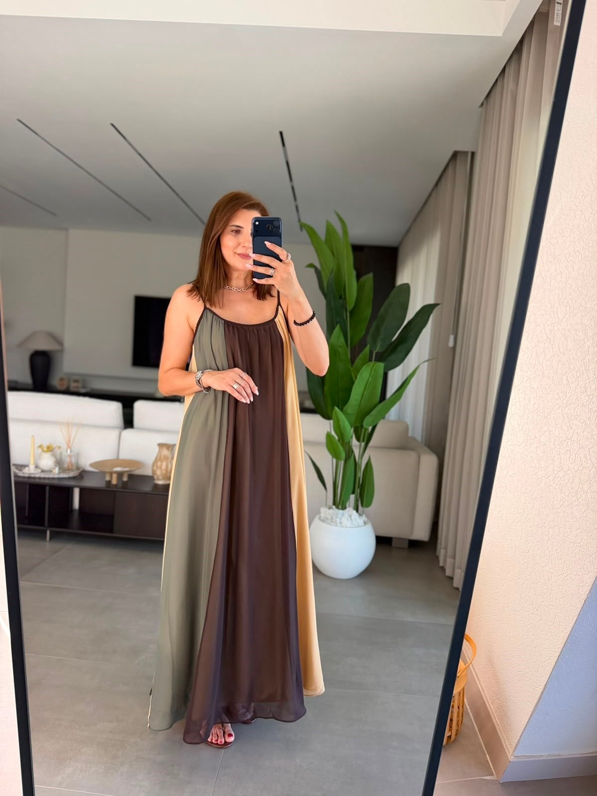 Renkli Melisa Askılı Elbise