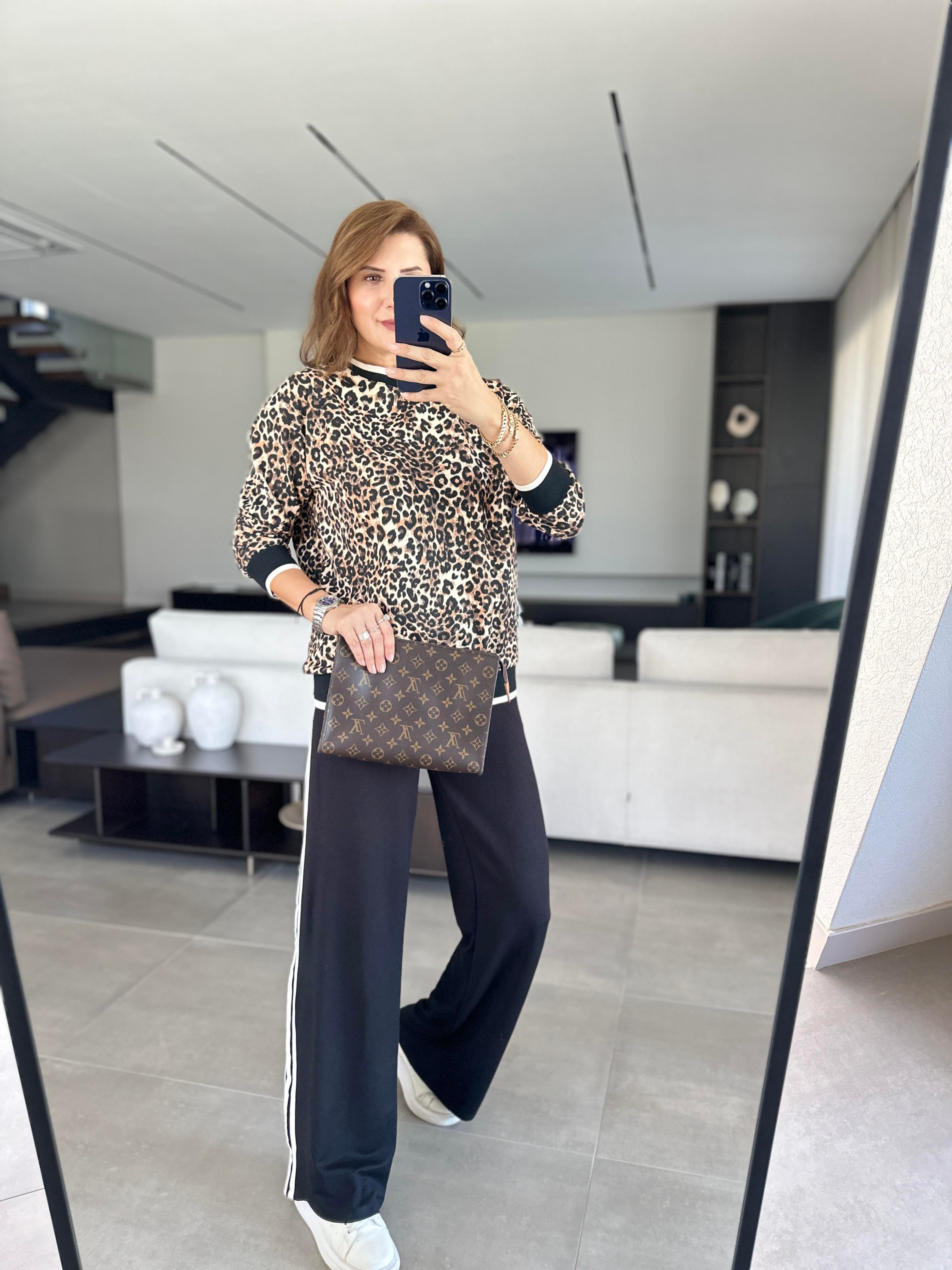 Ribanalı Leopar Desenli Takım