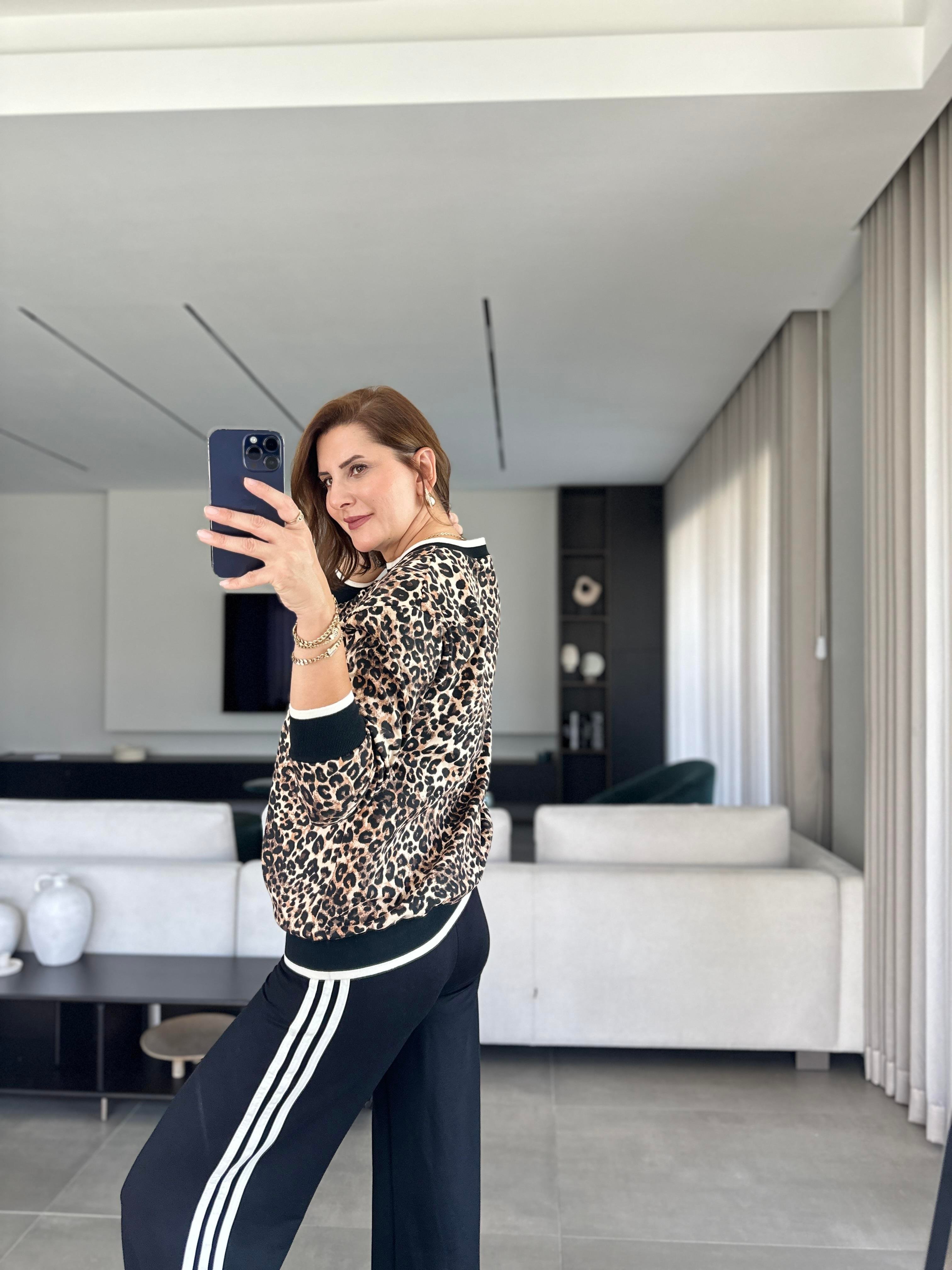 Ribanalı Leopar Desenli Takım