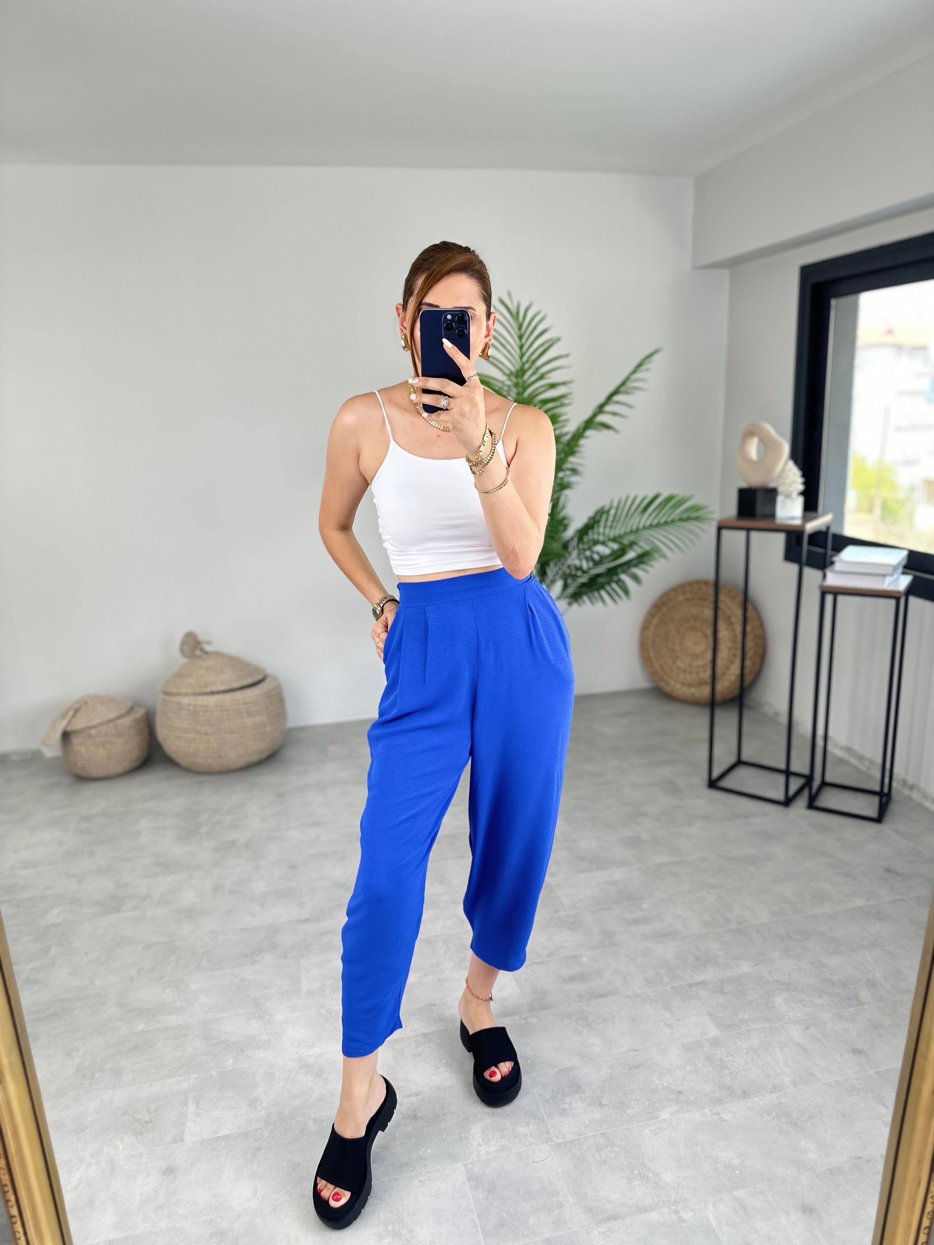 SAKS MAVİ AYROBİN HAREM PANTOLON