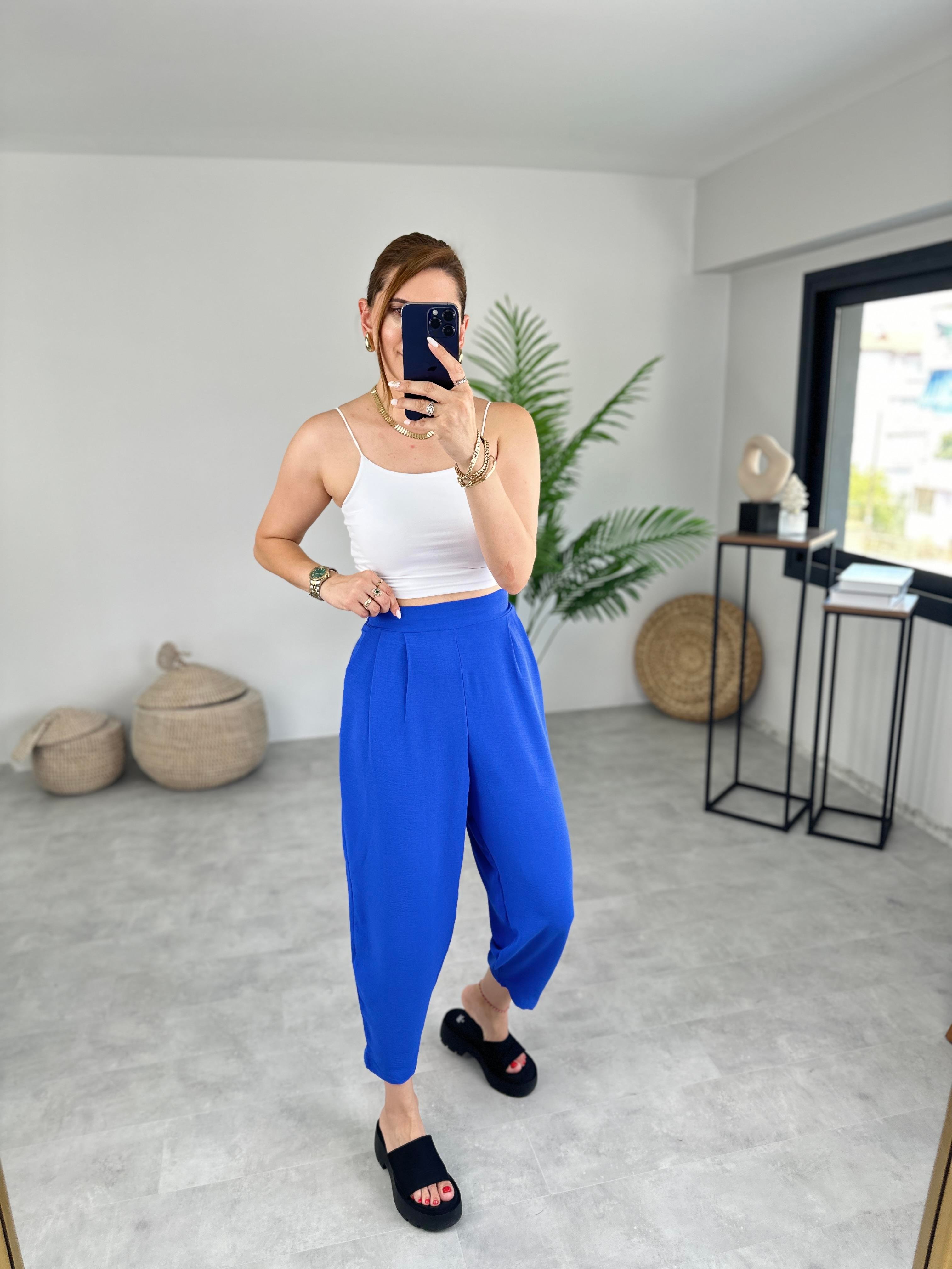 SAKS MAVİ AYROBİN HAREM PANTOLON