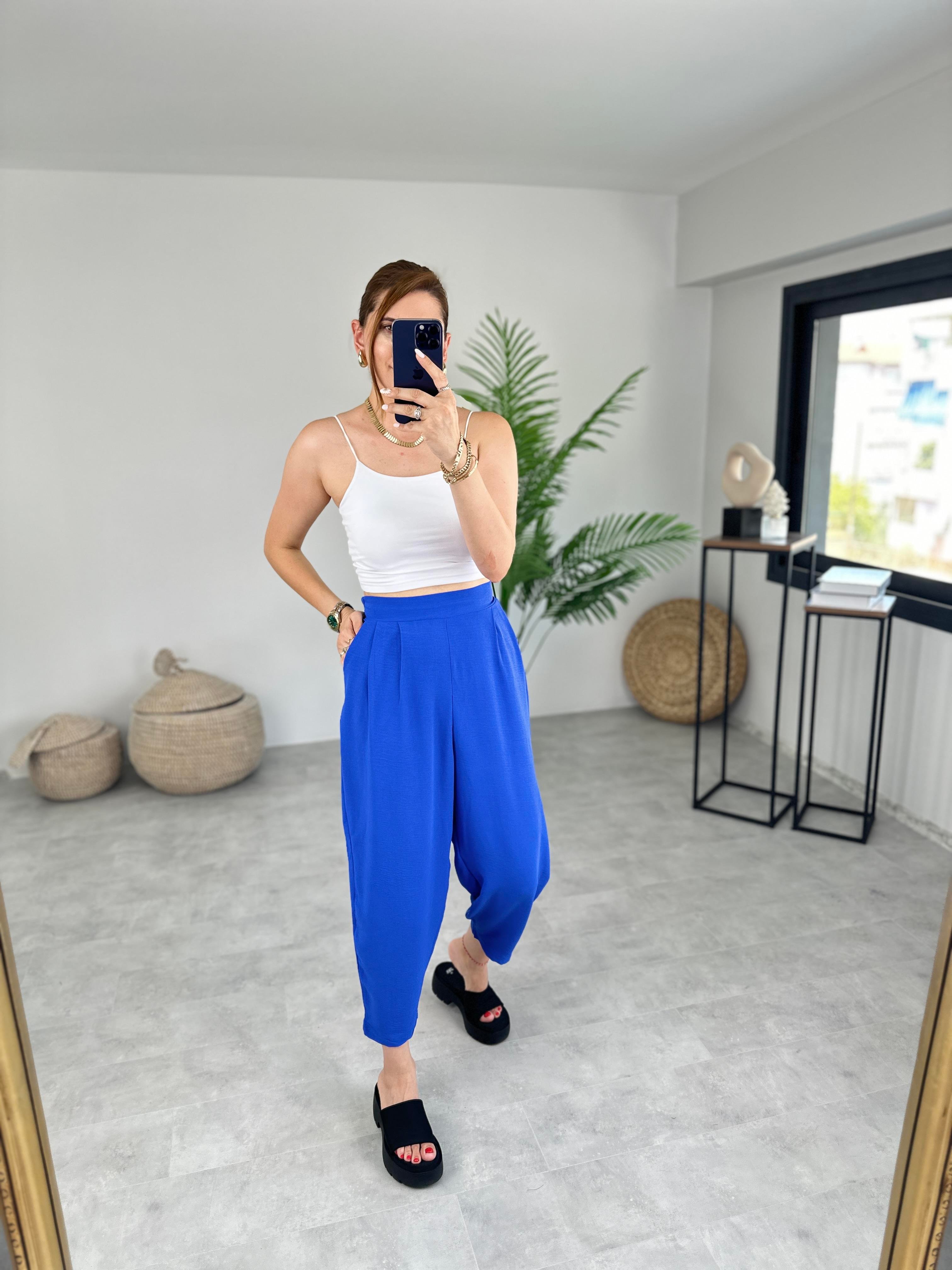 SAKS MAVİ AYROBİN HAREM PANTOLON