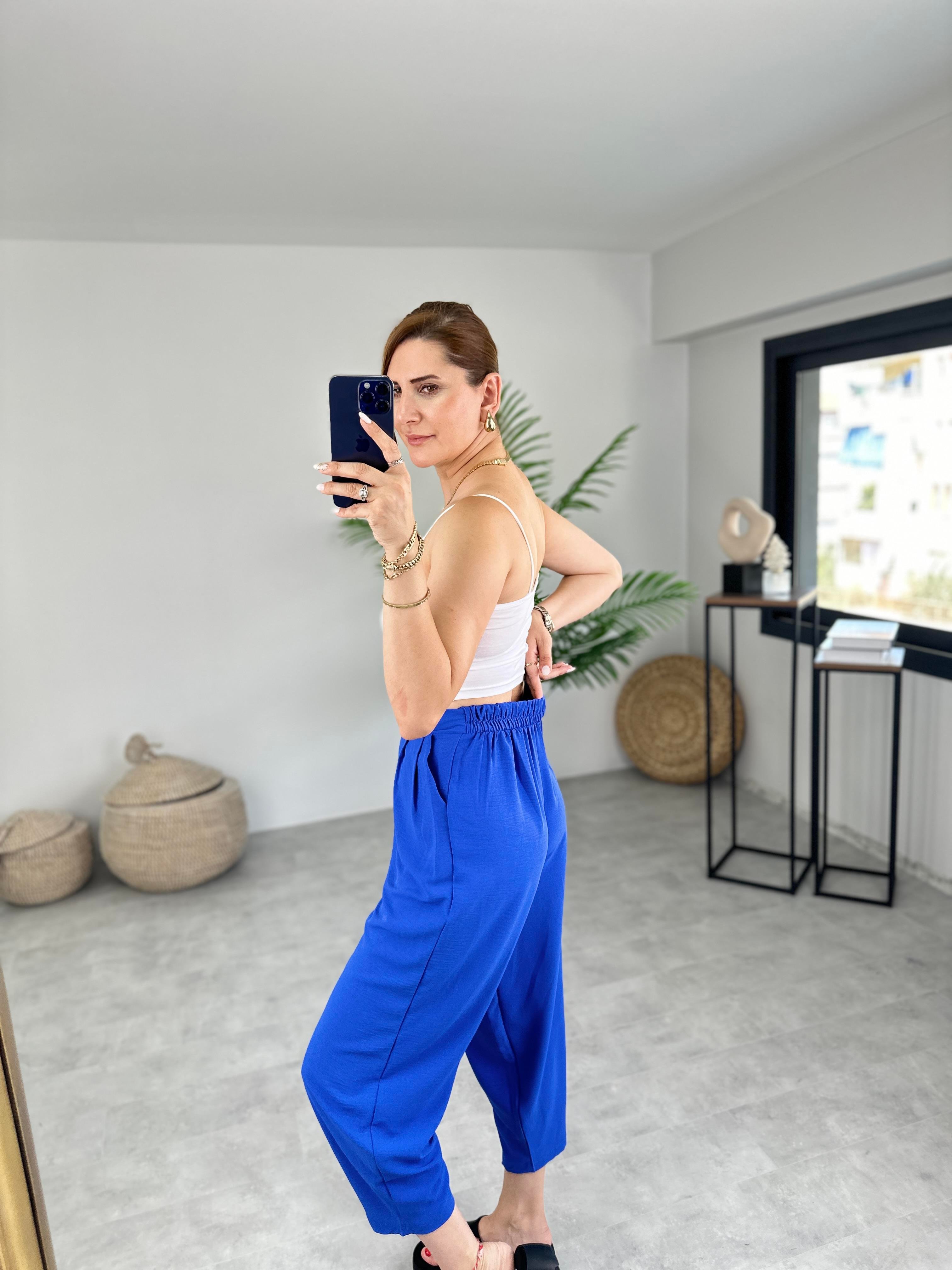 SAKS MAVİ AYROBİN HAREM PANTOLON