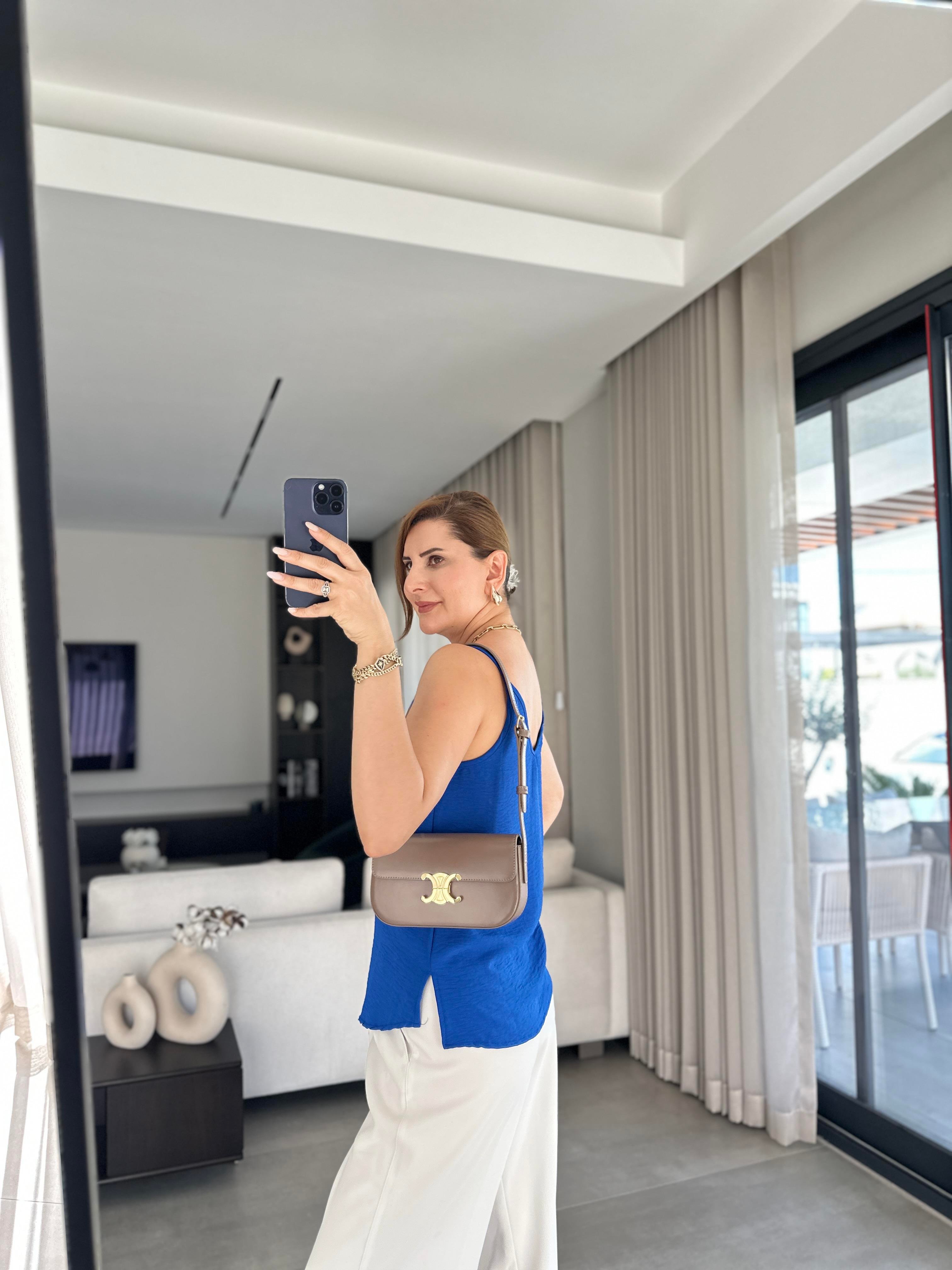 Saks Mavi Ayrobin İp Askılı Bluz