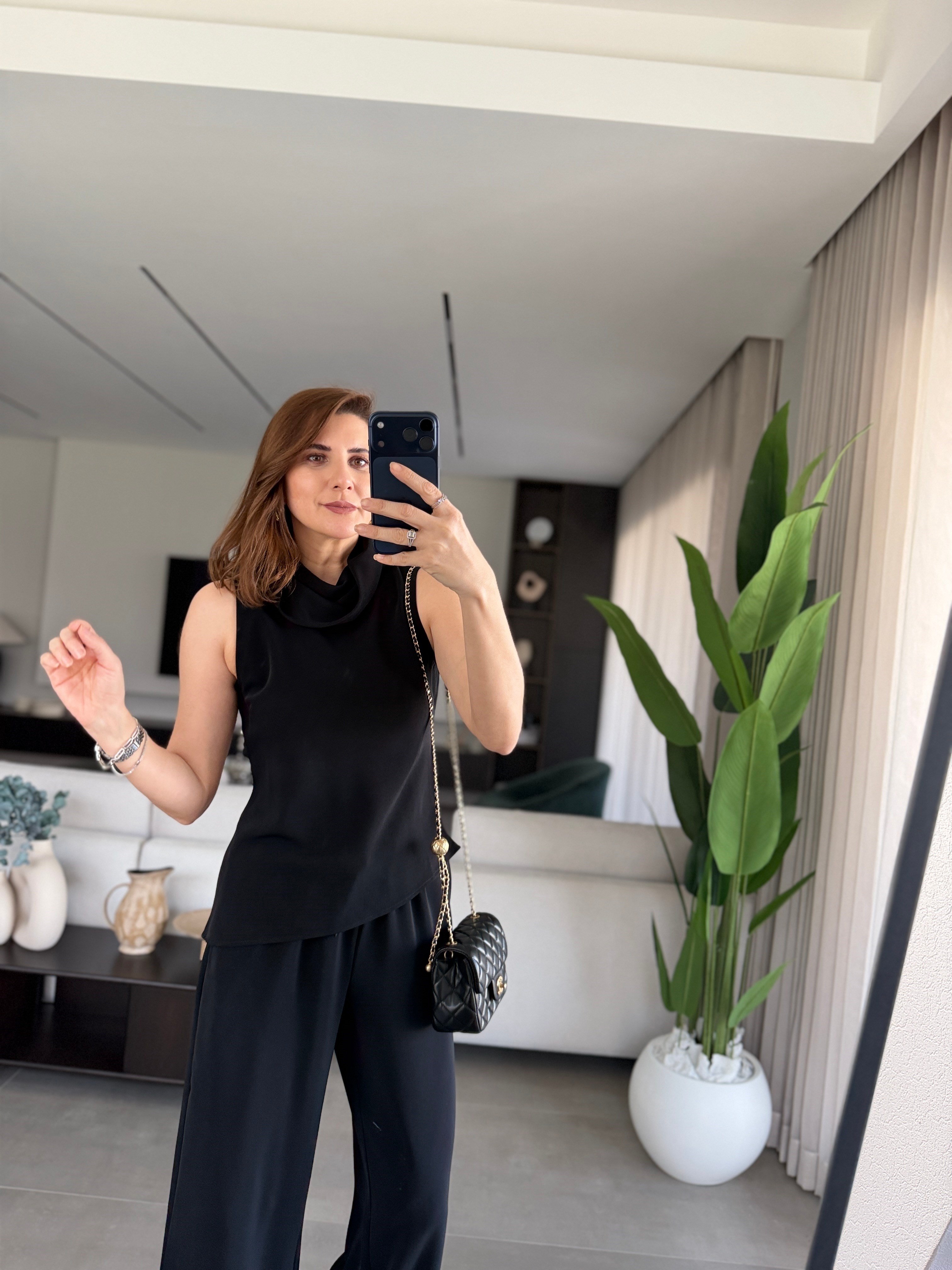 Şal Yaka Verev BLuz Pantolon Takım
