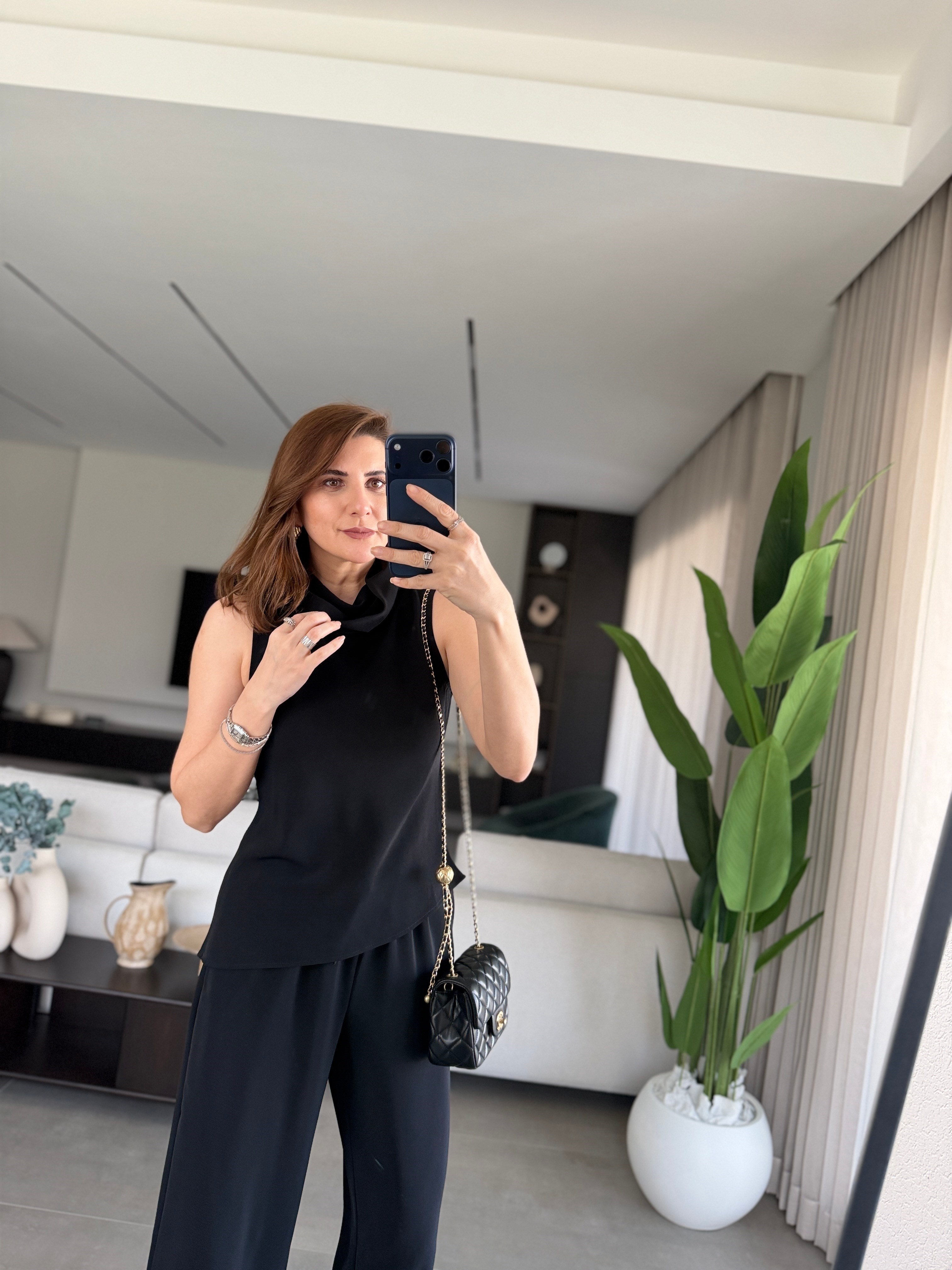 Şal Yaka Verev BLuz Pantolon Takım