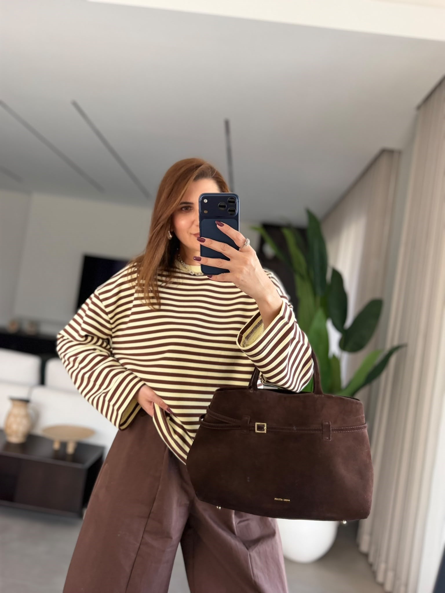 Sarı Liza Çizgili Sweatshırt