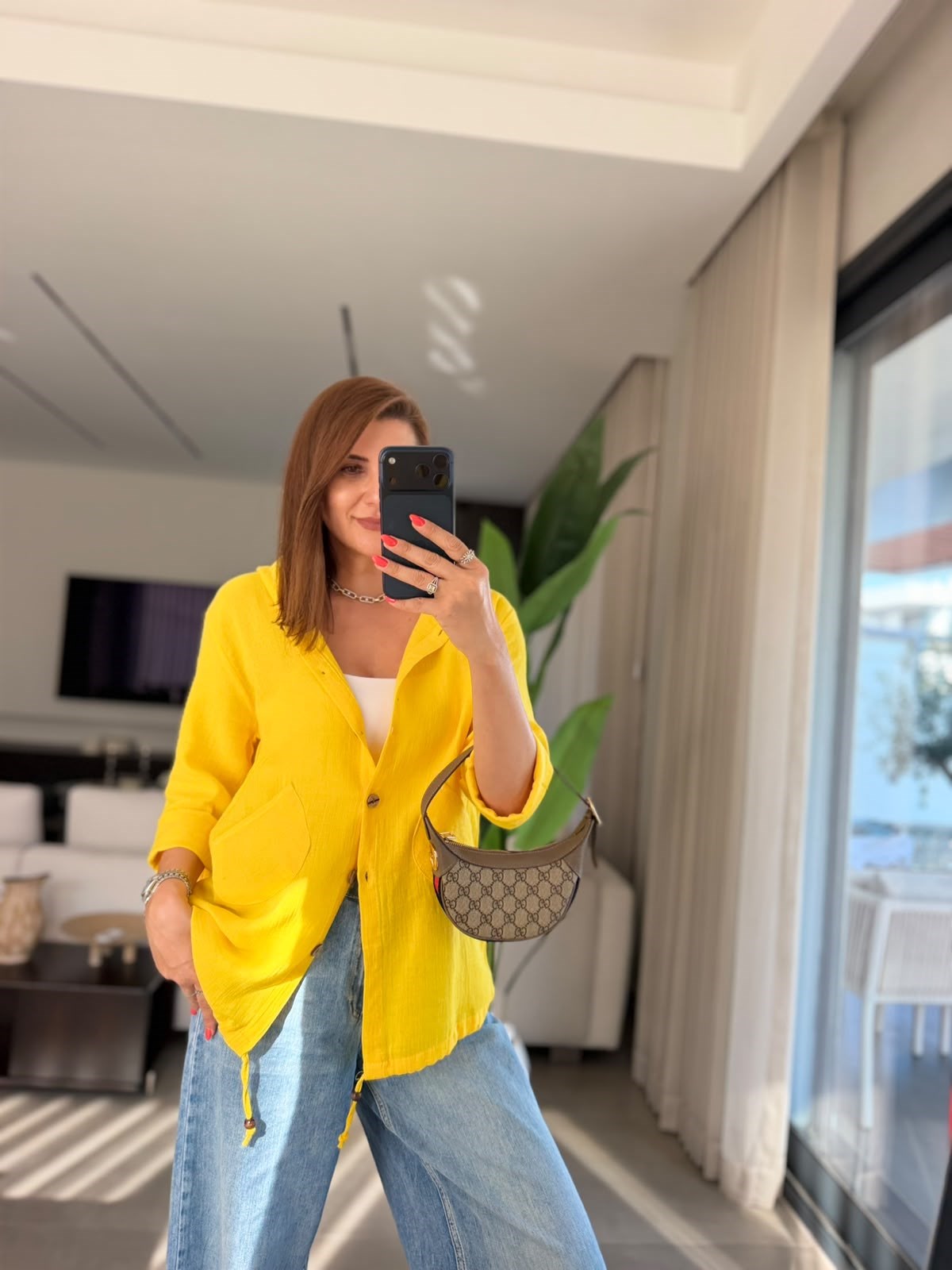 Sarı Müslin Kapşonlu Ceket
