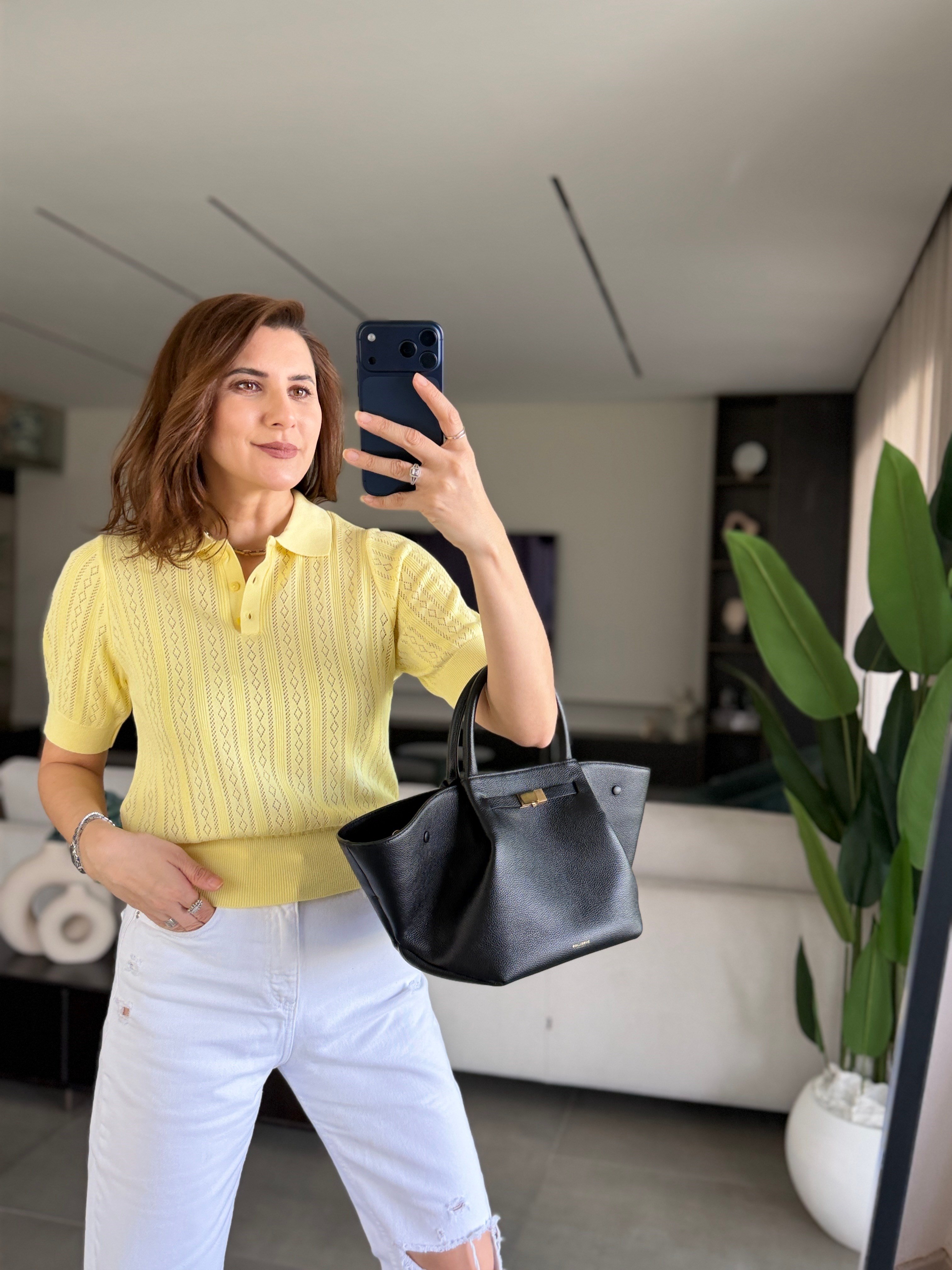 Sarı Yakalı Triko Bluz