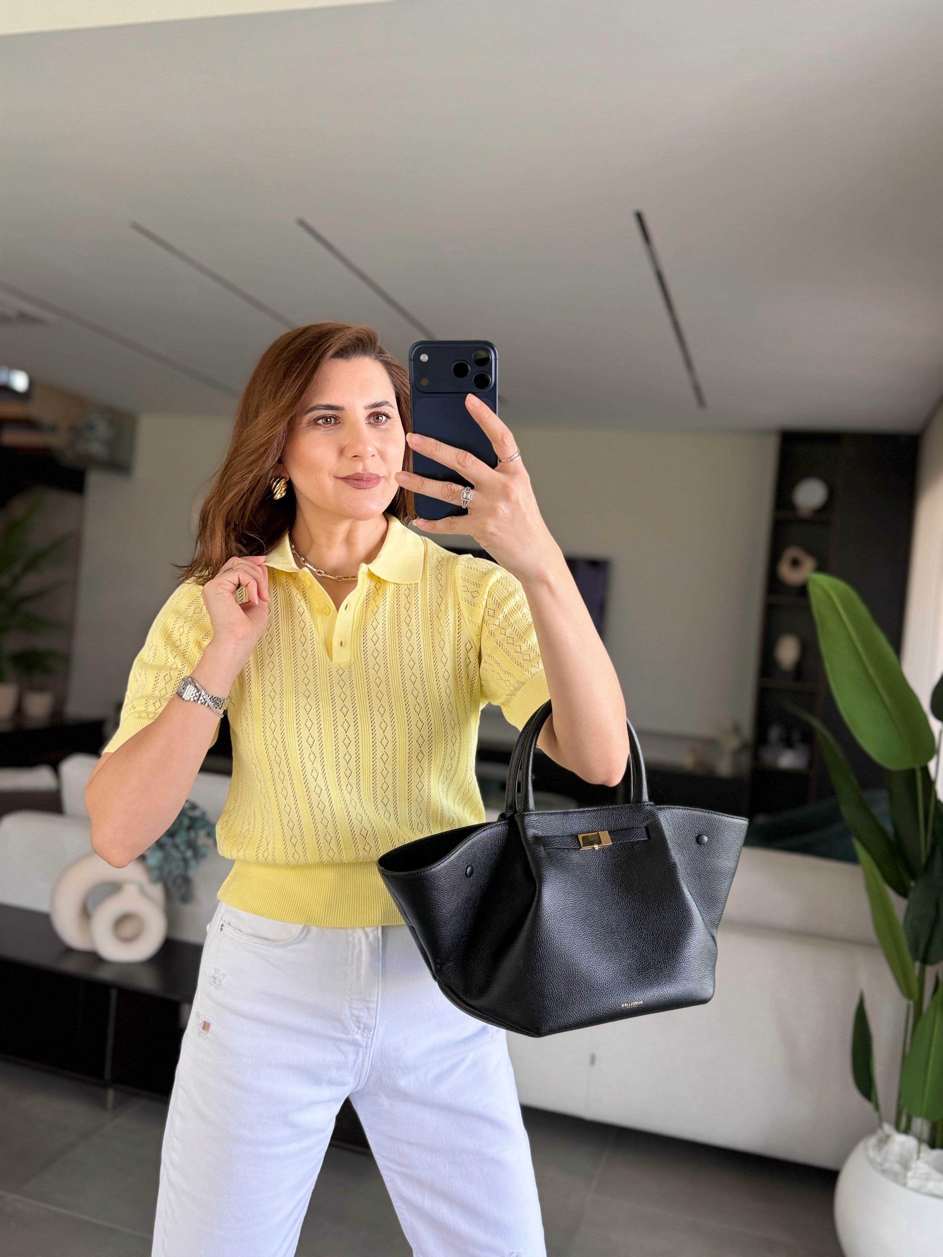 Sarı Yakalı Triko Bluz