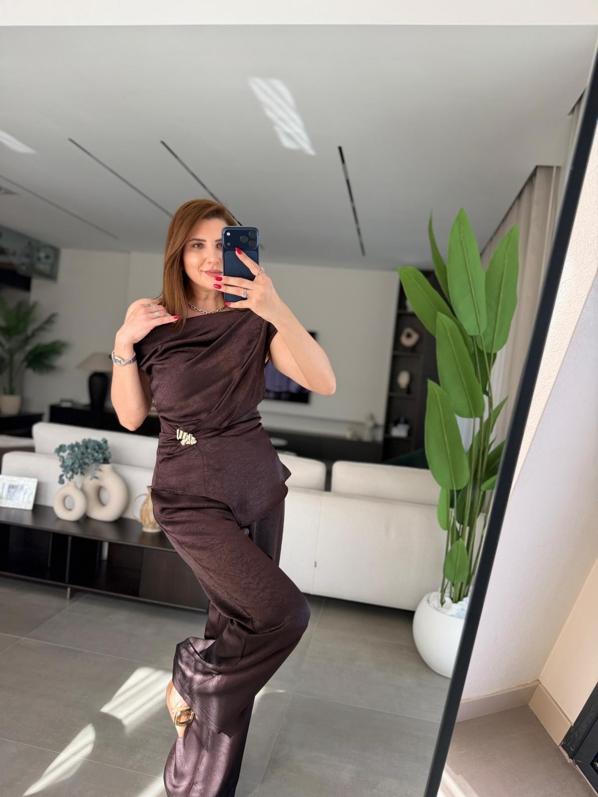 Saten Kayık Yaka Takım