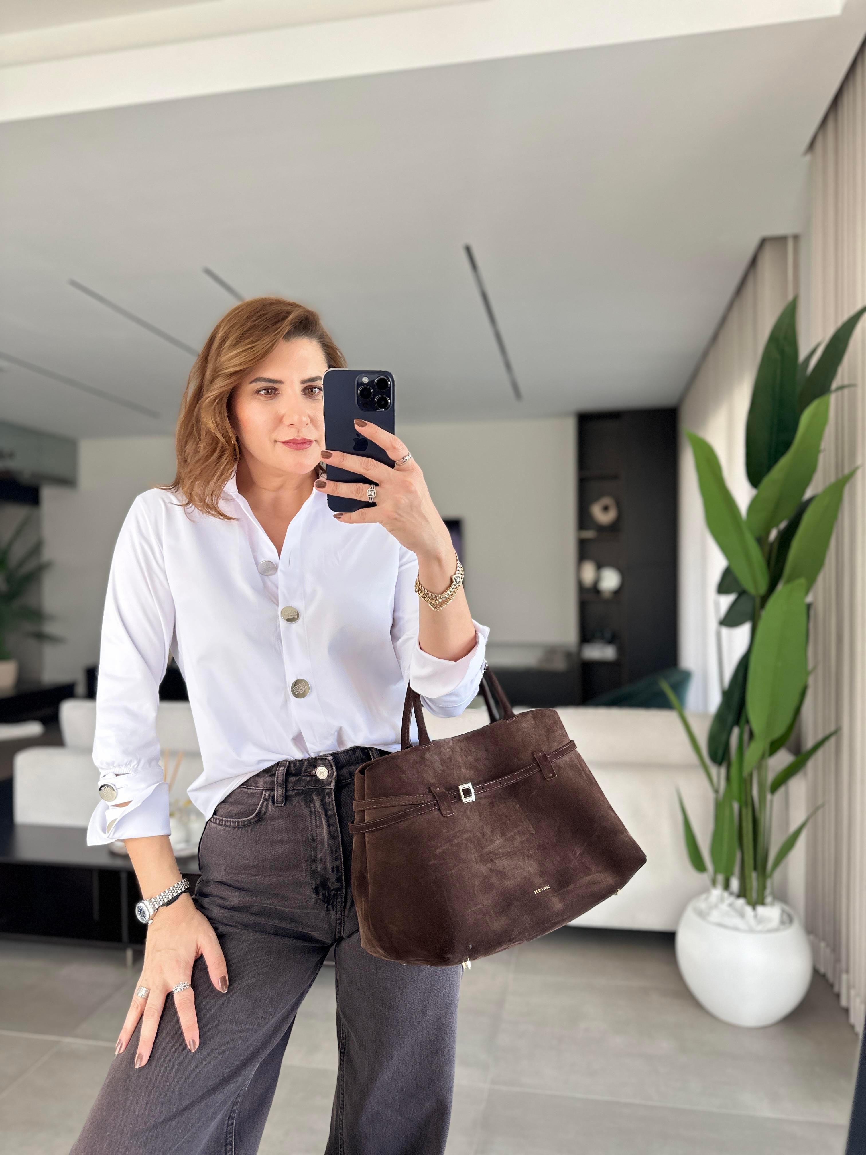 Silver Düğme Detaylı Manşet Detaylı Gömlek