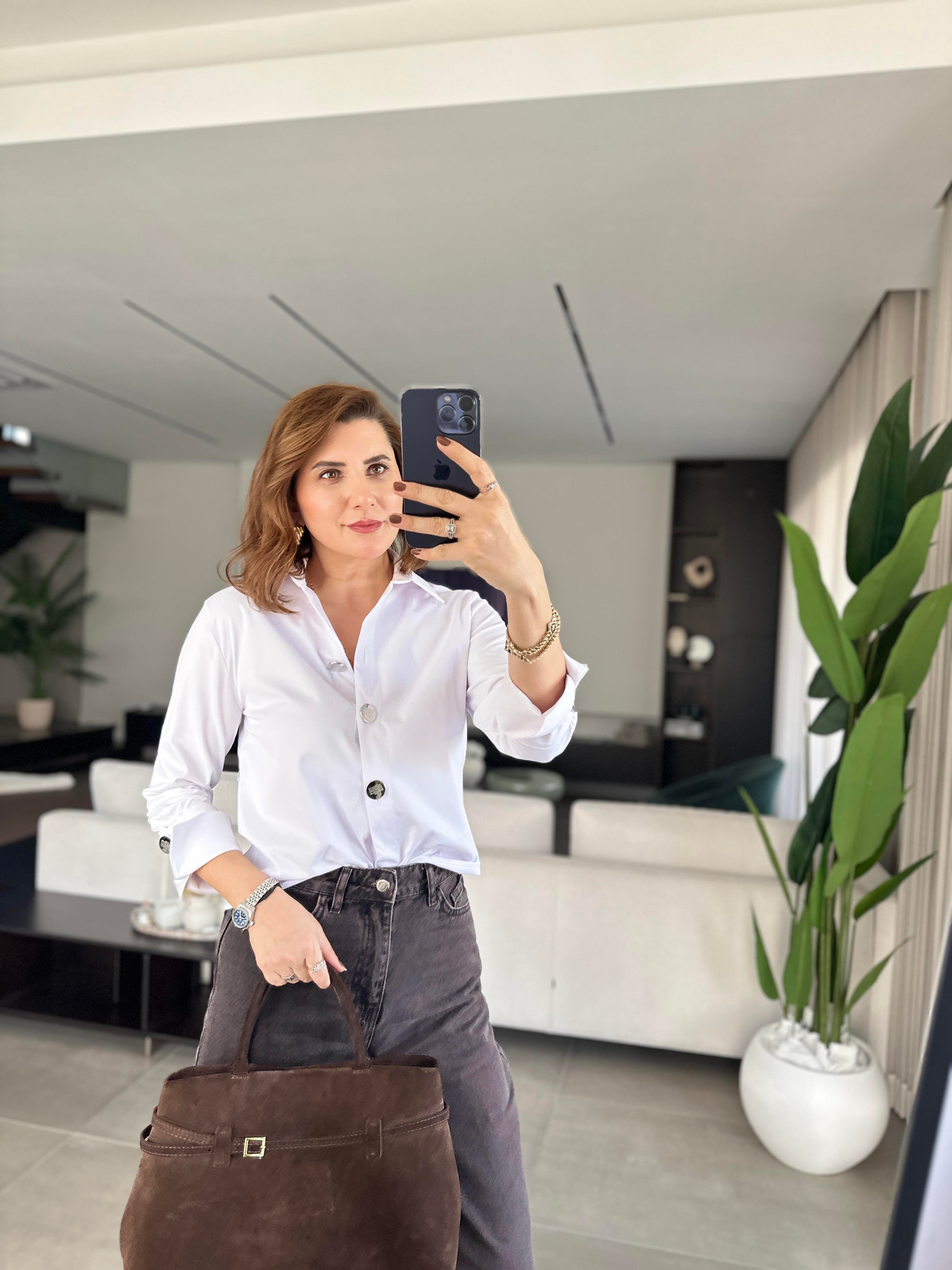 Silver Düğme Detaylı Manşet Detaylı Gömlek