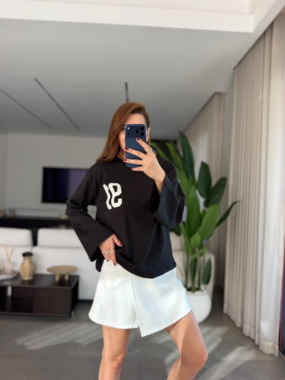 Siyah  91 Baskılı Sweatshırt