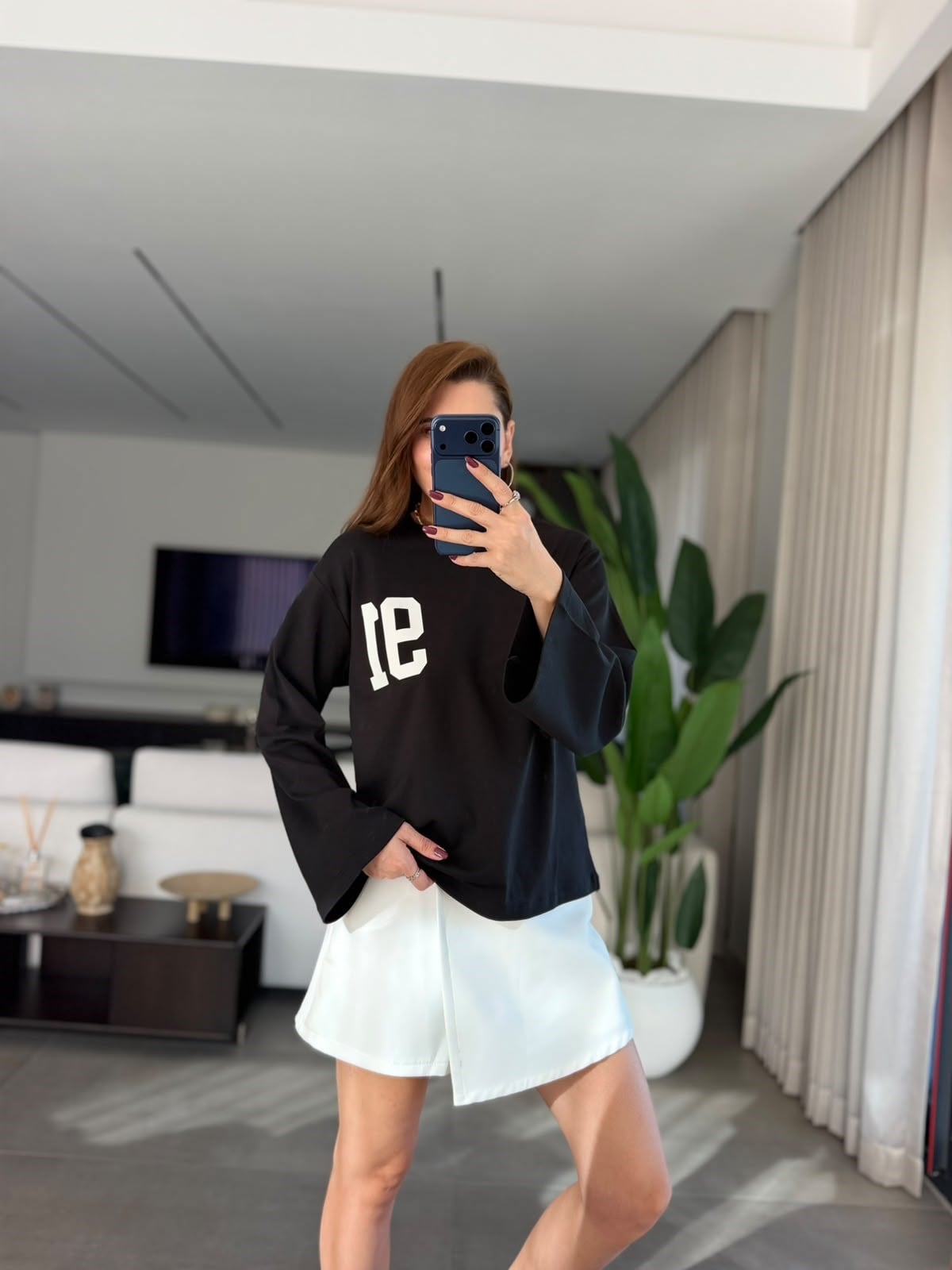 Siyah  91 Baskılı Sweatshırt