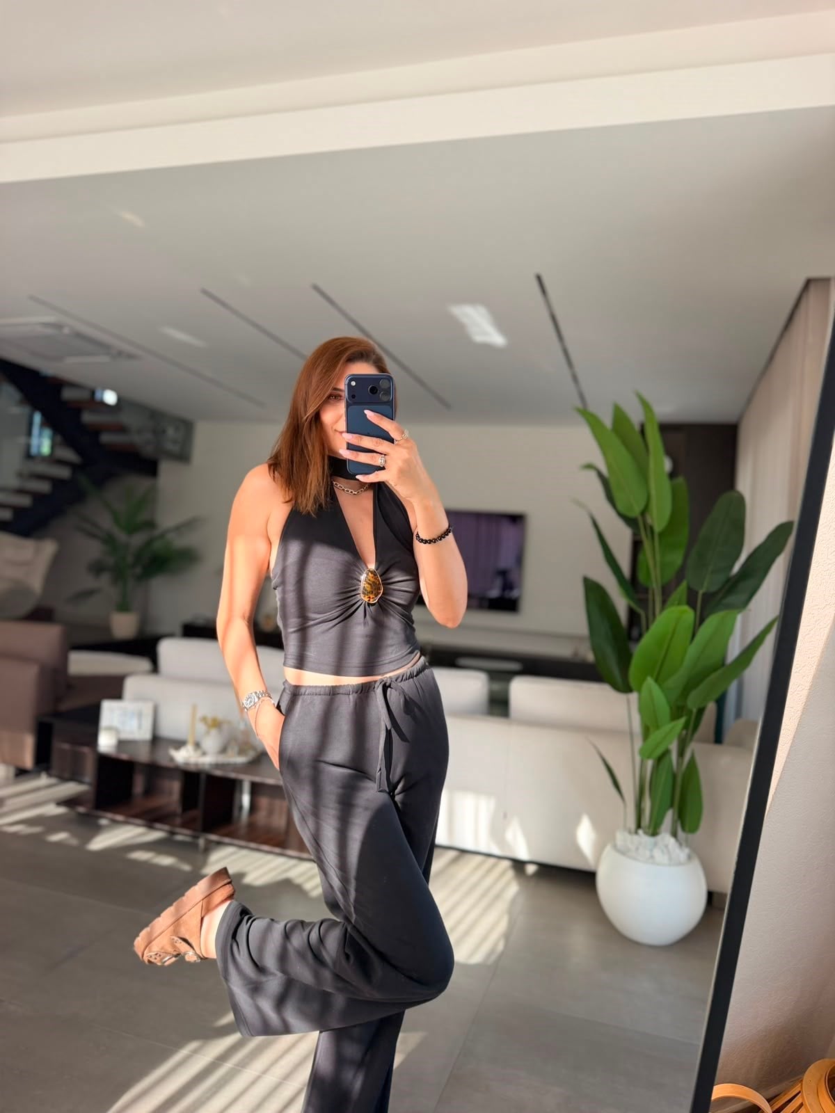 Siyah Amber Tokalı Takım