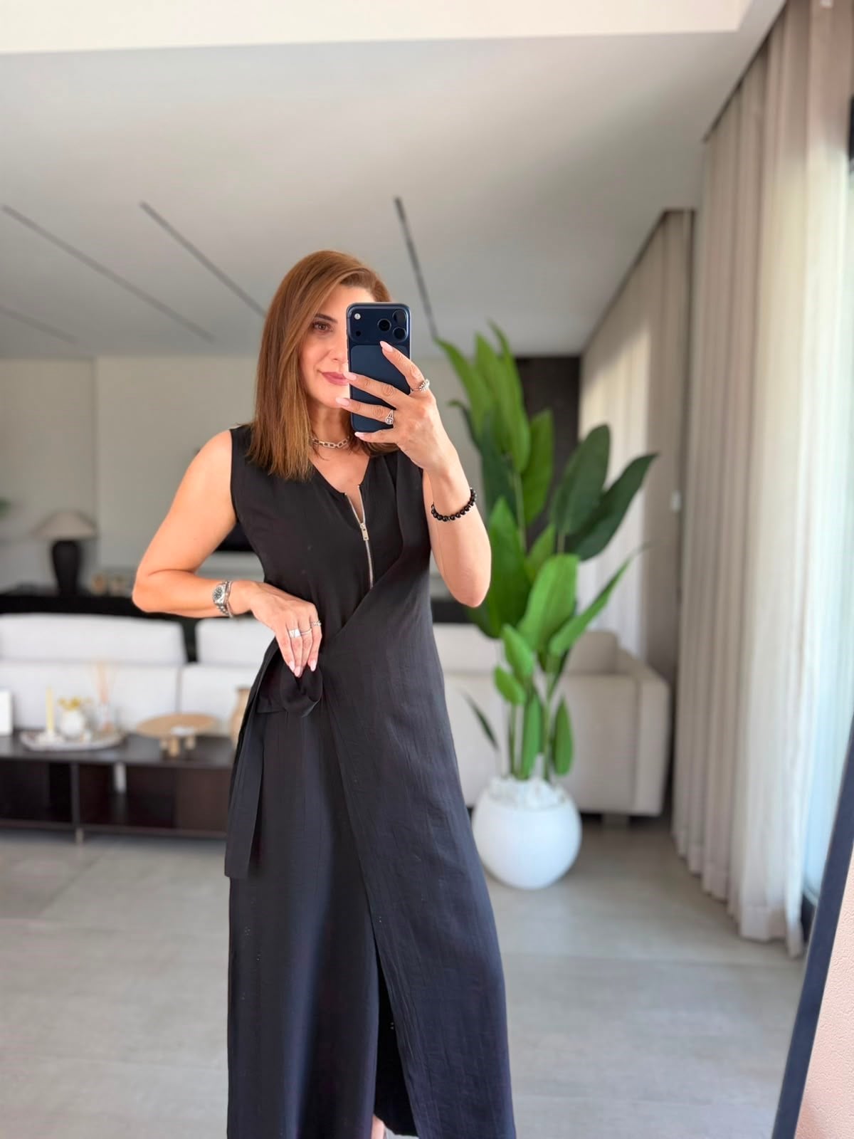 Siyah Aura Ön Detaylı Tulum