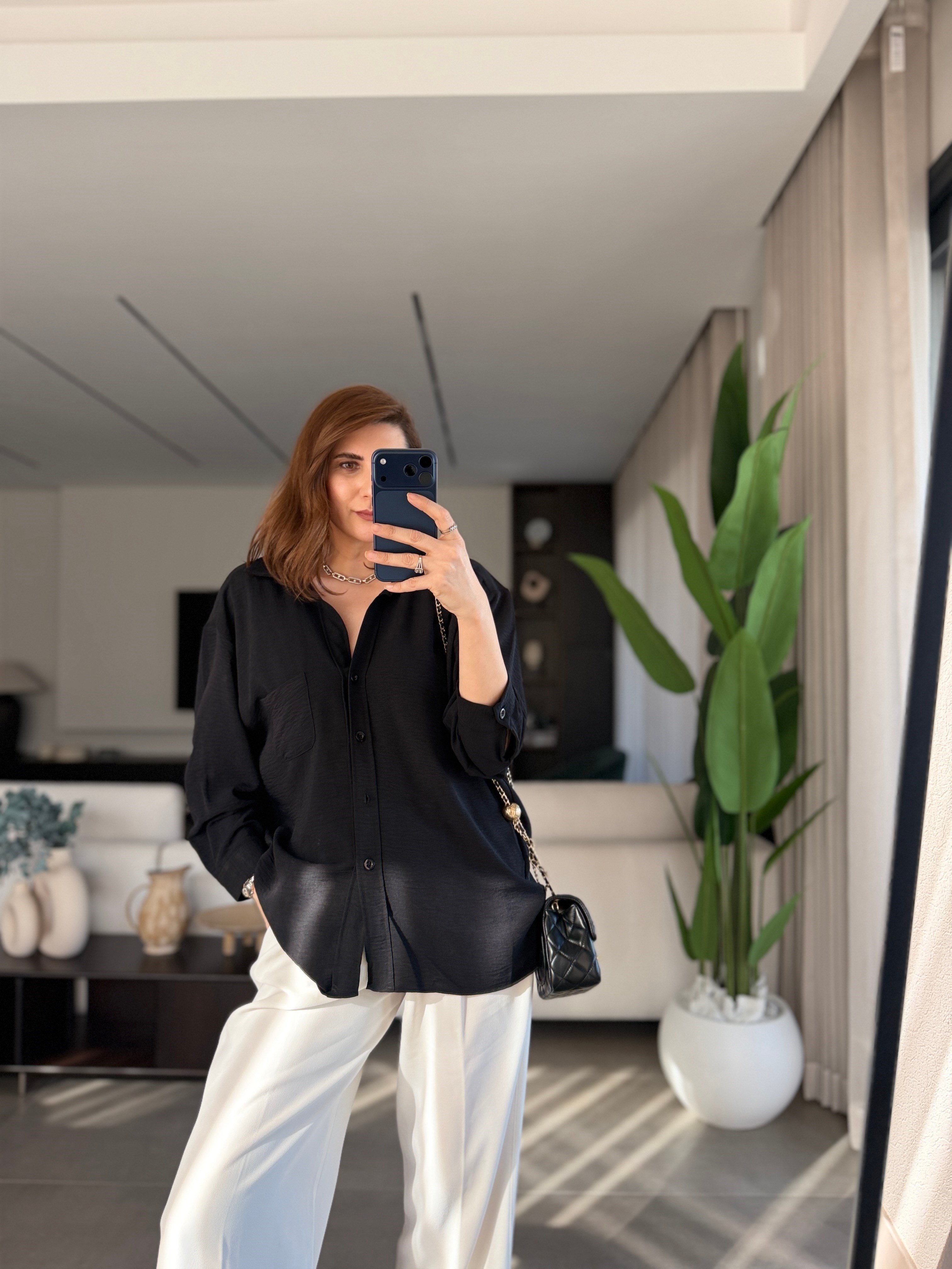 Siyah Ayrobin Salaş Gömlek