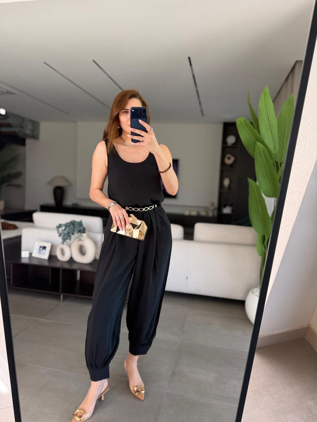 Siyah Balon Pantolon Bluz Takım