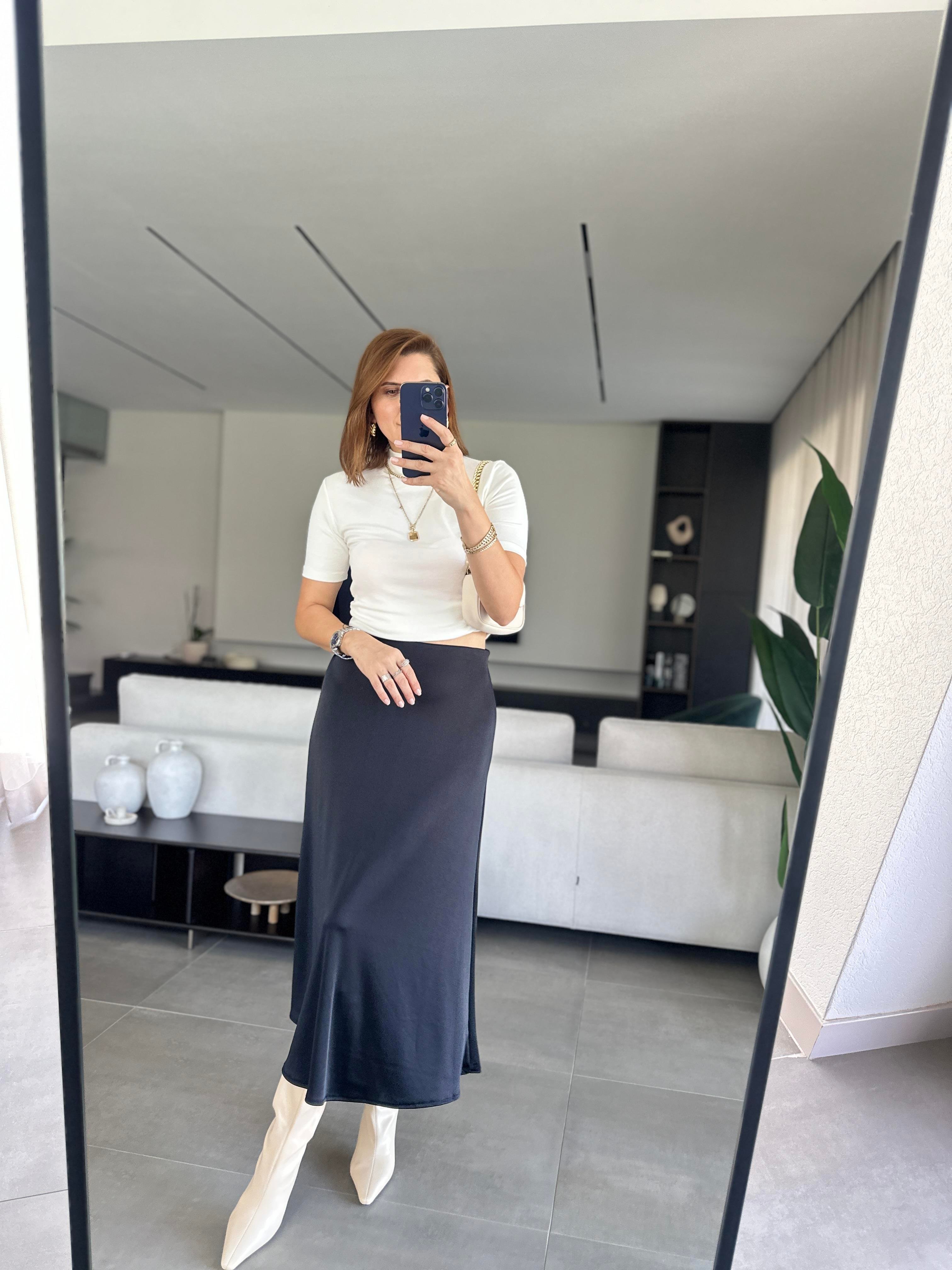 Siyah Bel Lastikli Çan Etek