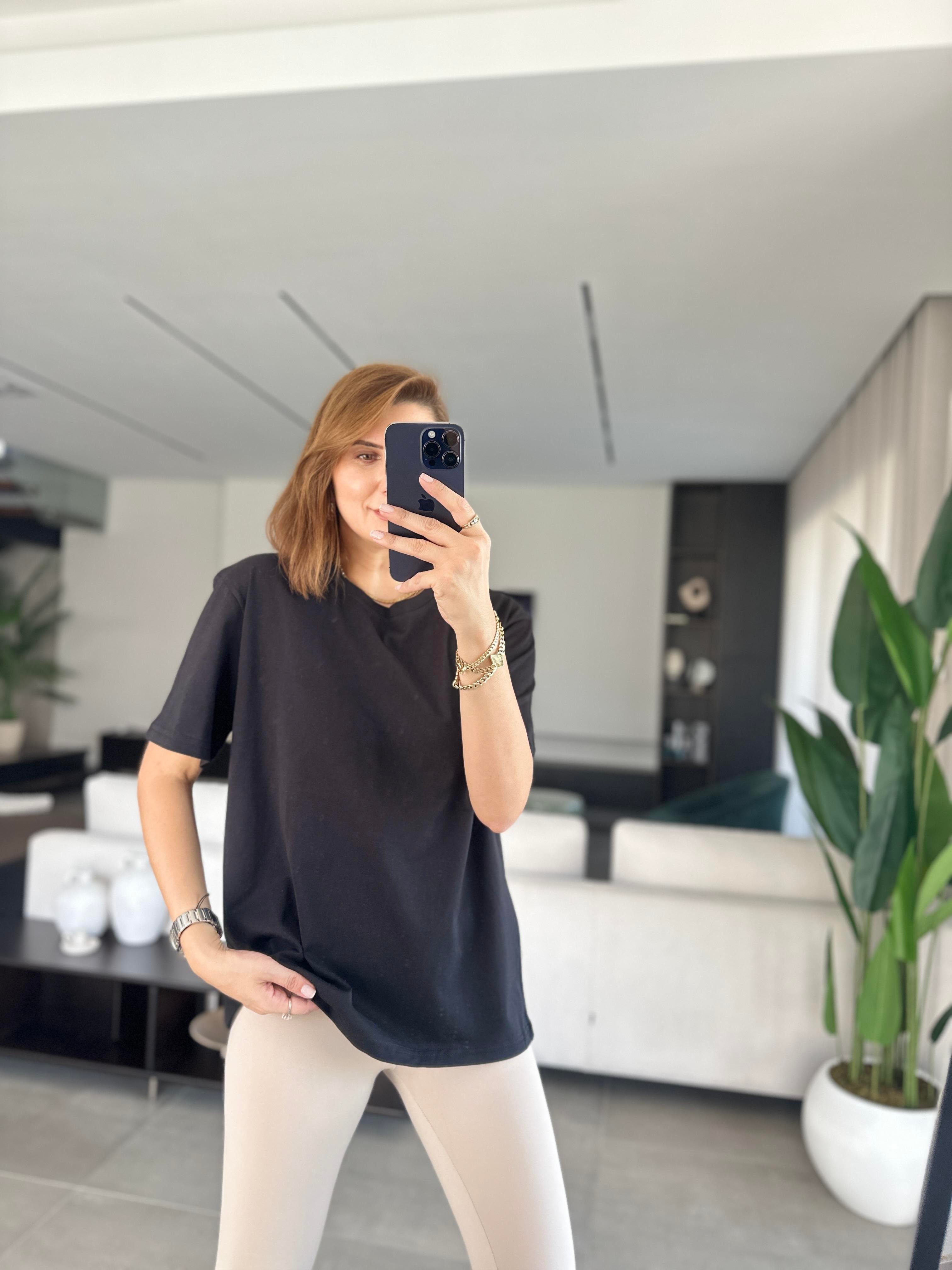 Siyah Bisiklet Yaka Basic T-shirt