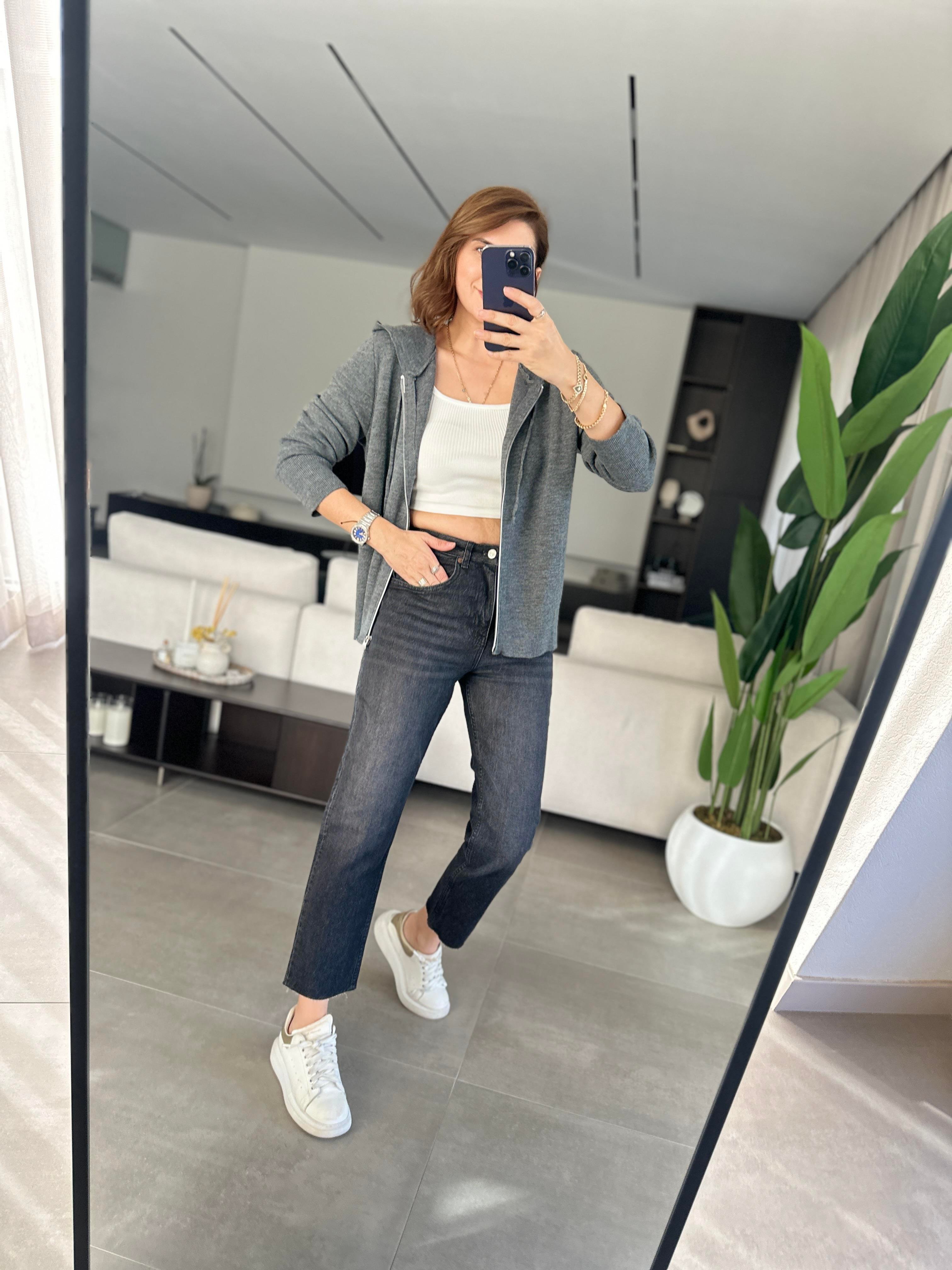 Siyah Boyfit Pantolon