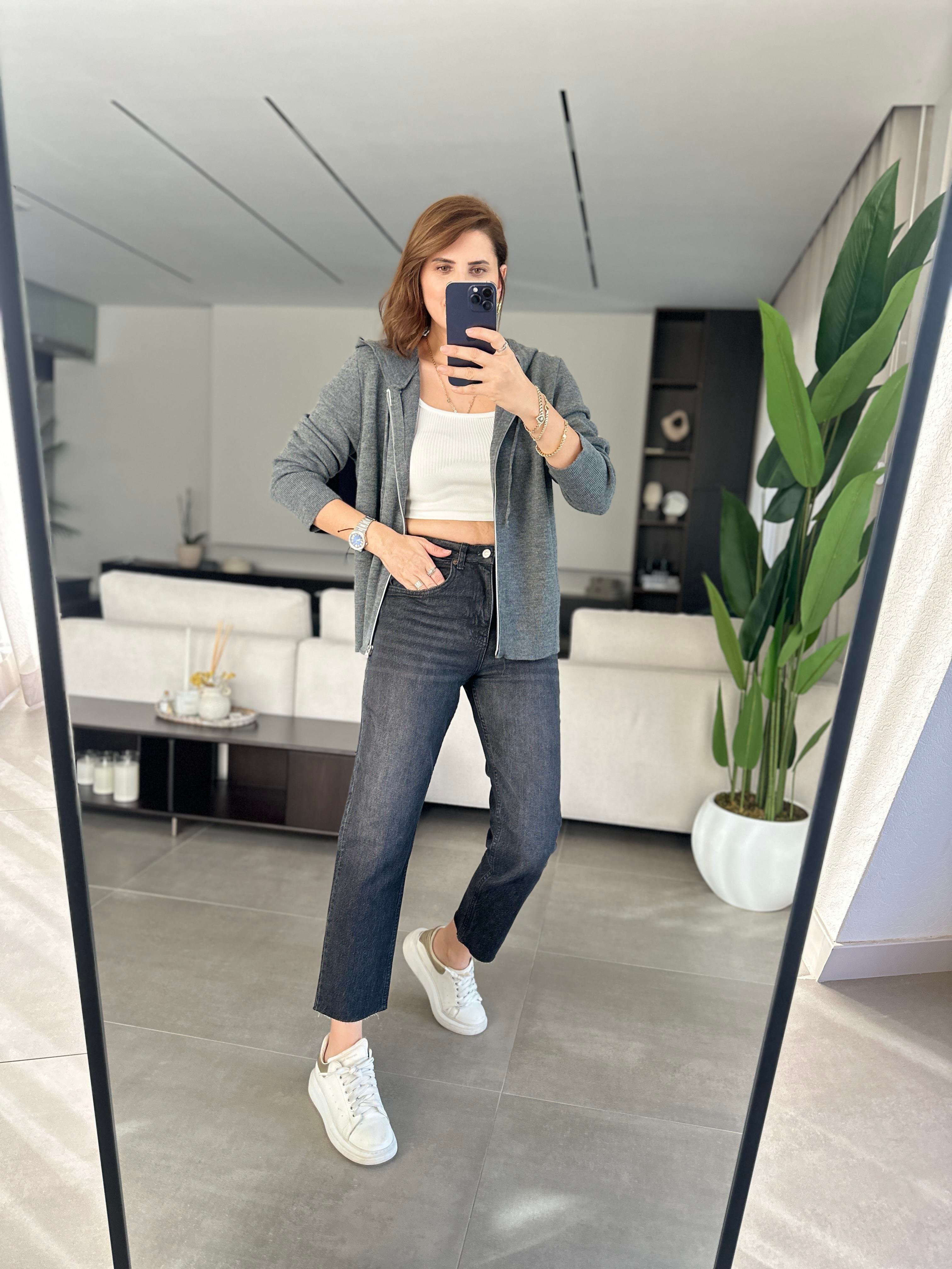 Siyah Boyfit Pantolon