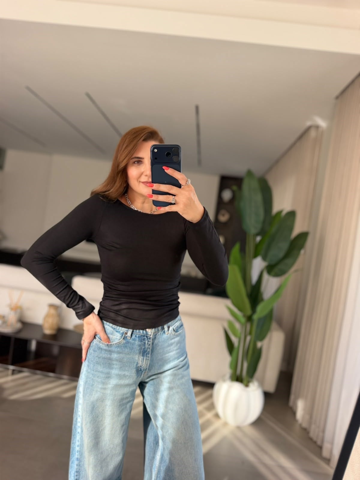 Siyah Buzzy Yan Büzgülü Bluz
