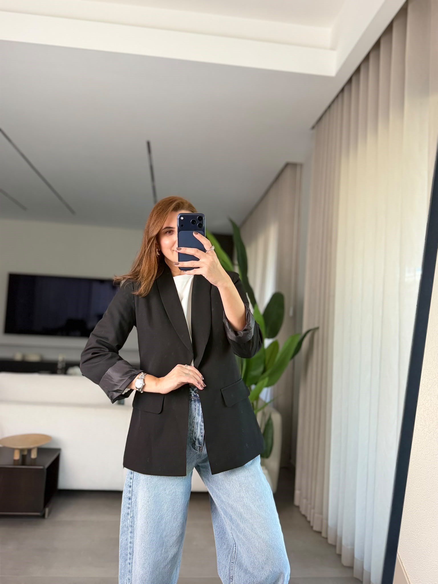 Siyah Cep Görünümlü Blazer Ceket
