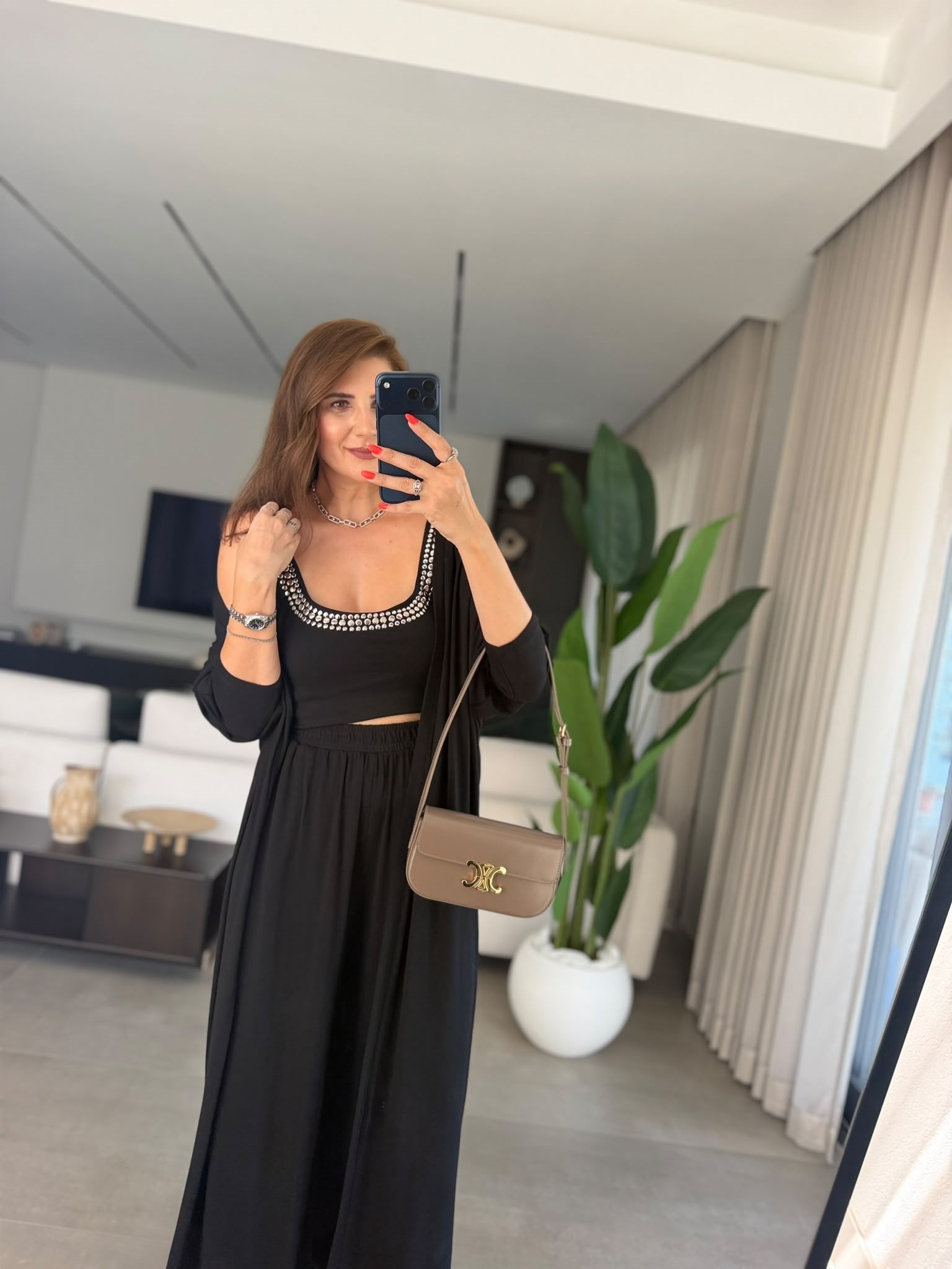 Siyah Elegance Hırkalı Üçlü Takım