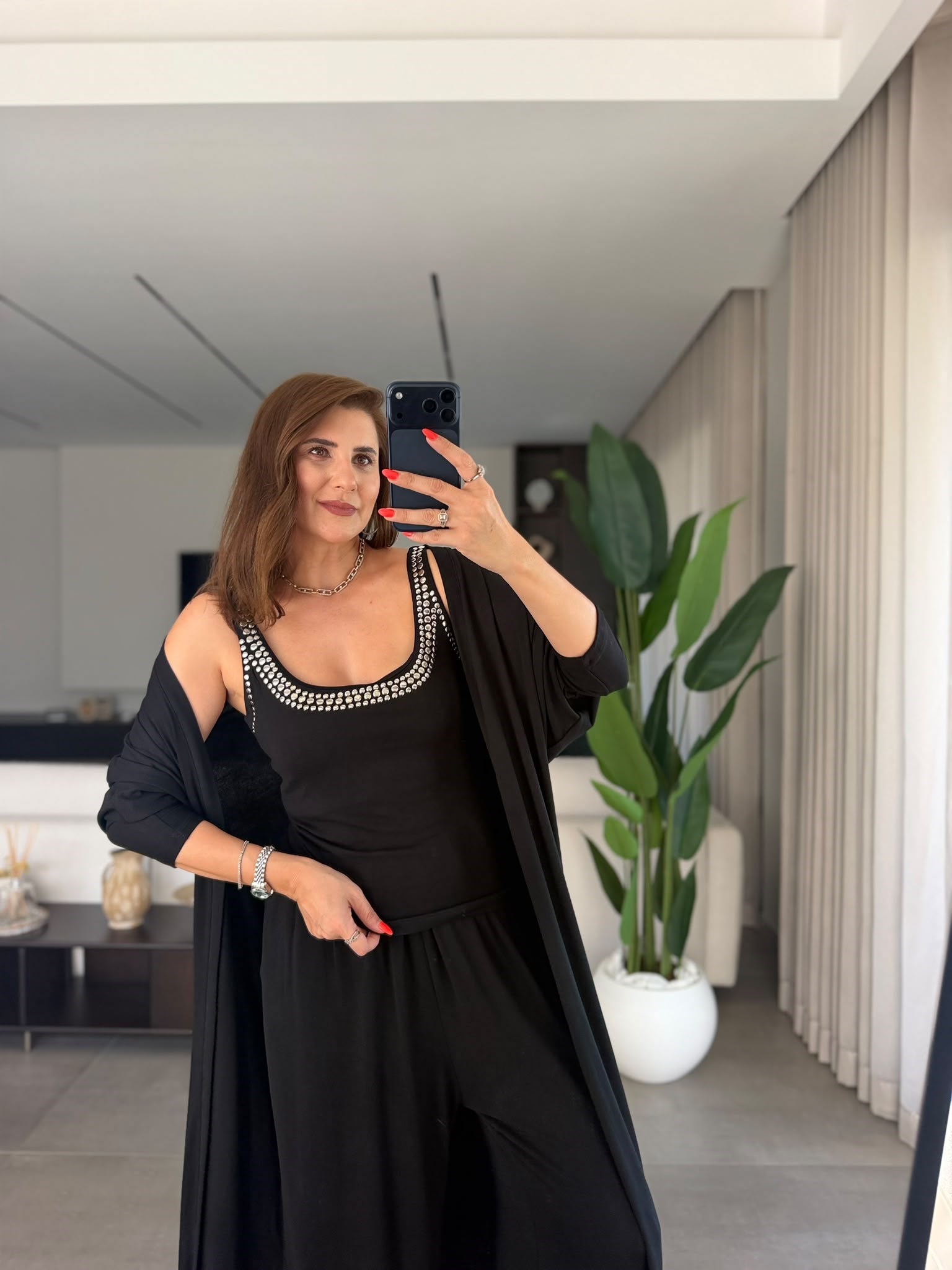 Siyah Elegance Hırkalı Üçlü Takım