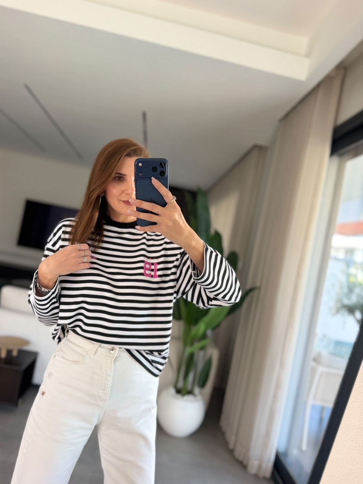 Siyah Elena Çizgili Sweatshırt