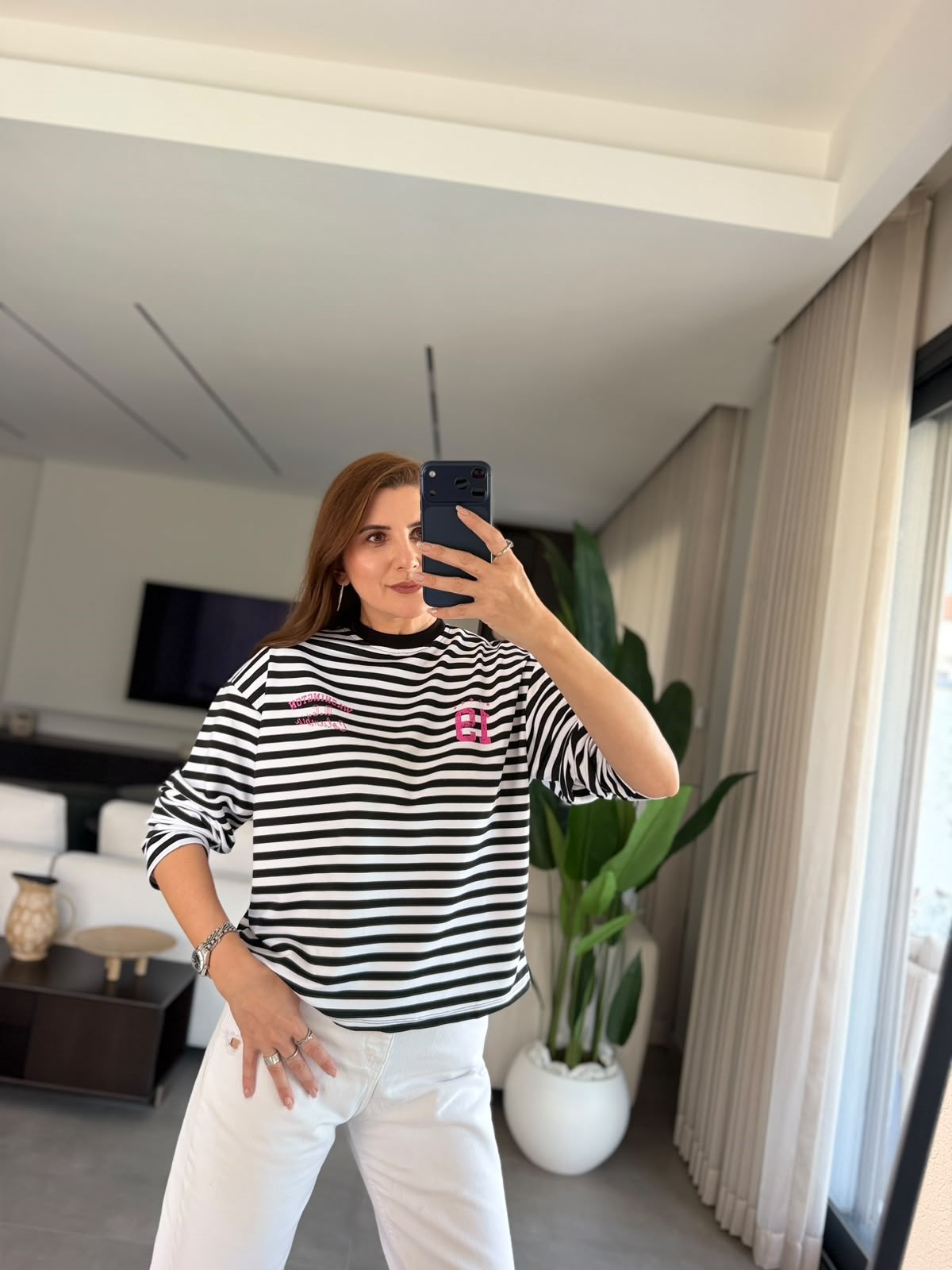 Siyah Elena Çizgili Sweatshırt