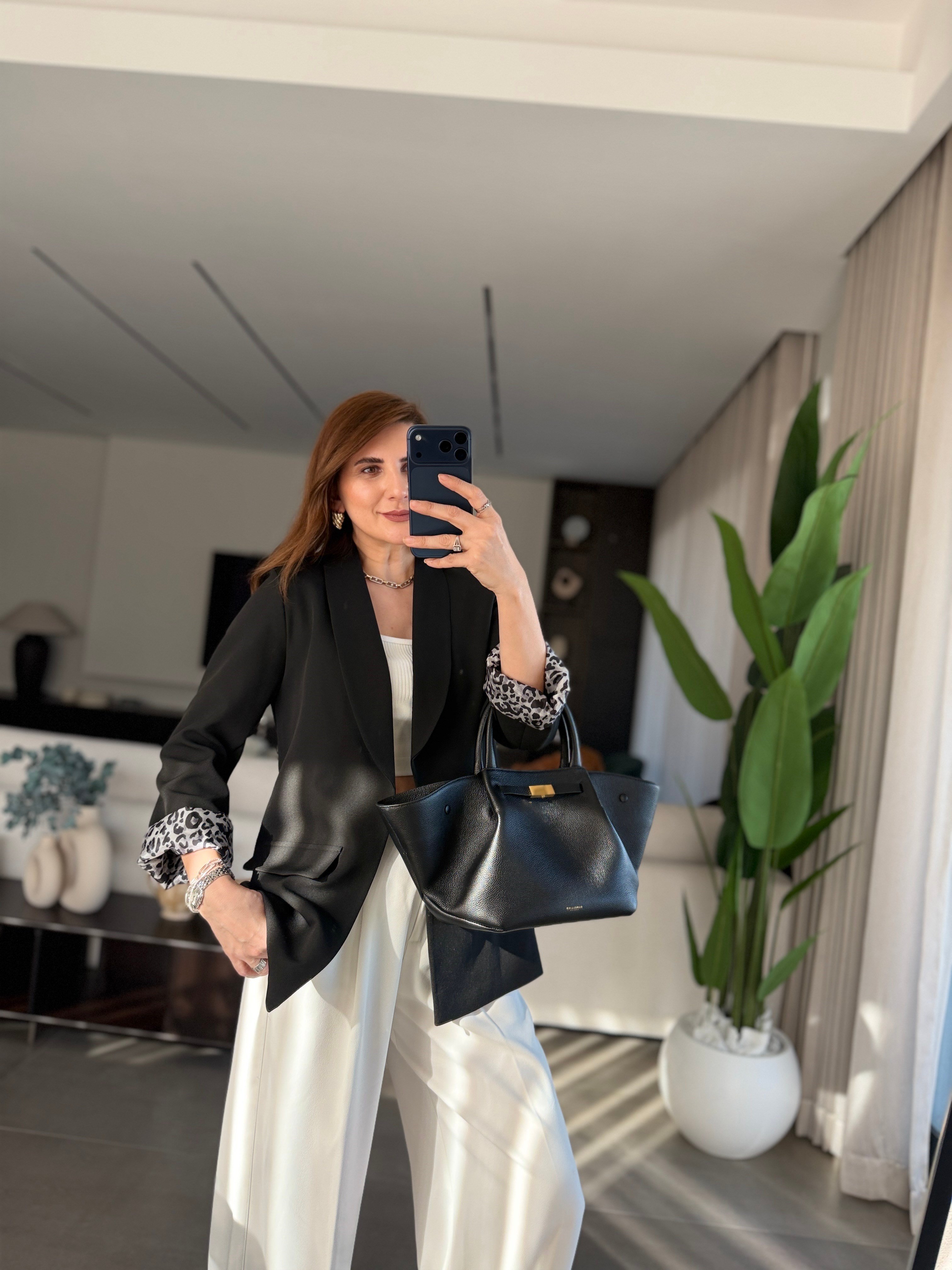 Siyah İçi Leopar Desen Blazer Ceket(Büyük Bedene Uyumlu)