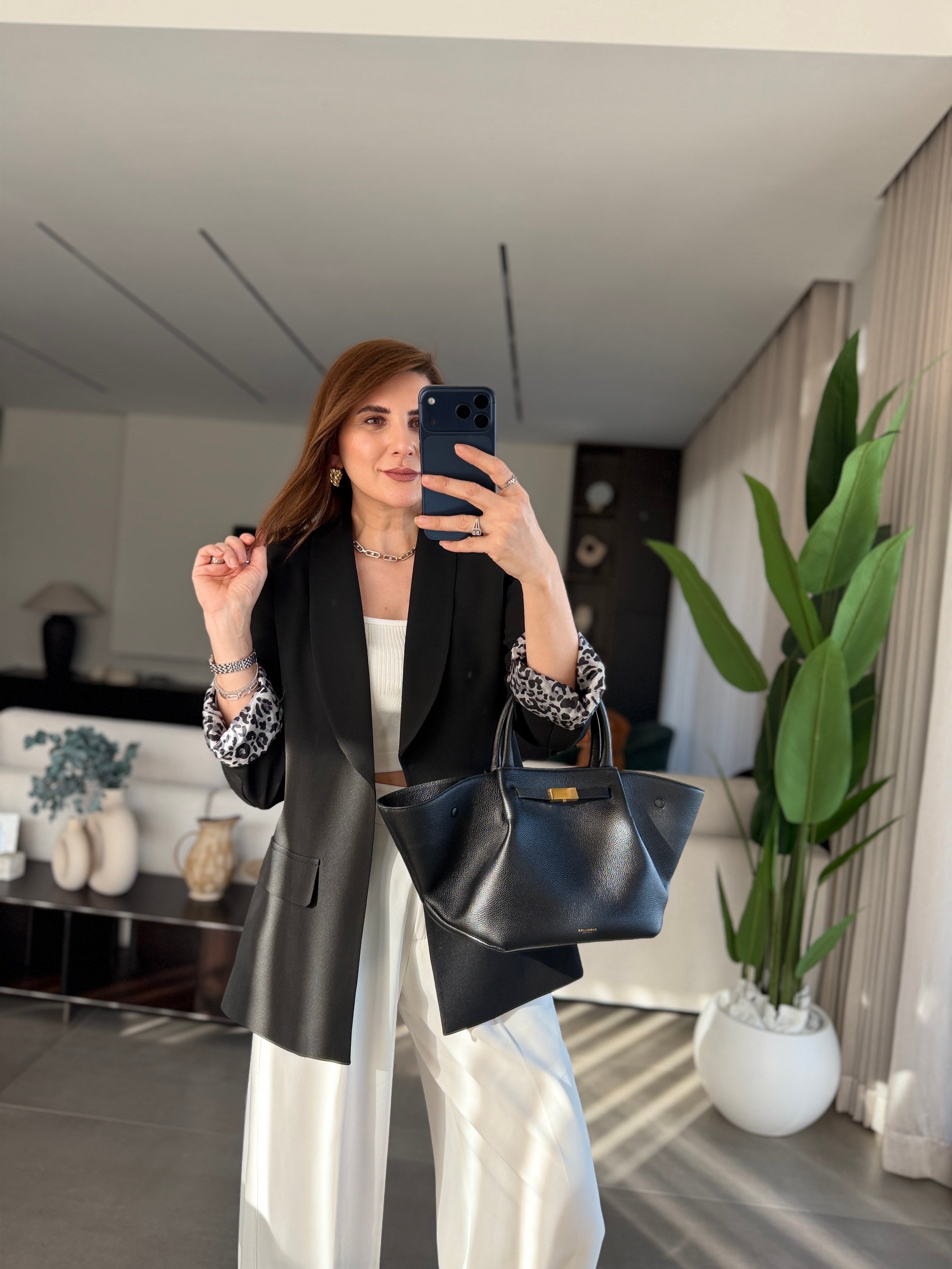 Siyah İçi Leopar Desen Blazer Ceket(Büyük Bedene Uyumlu)