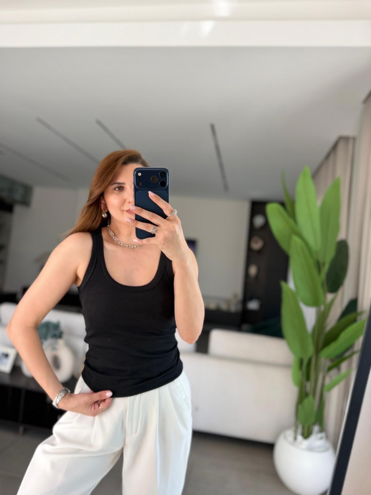 Siyah Kaşkorse U Yaka Korseli Atlet