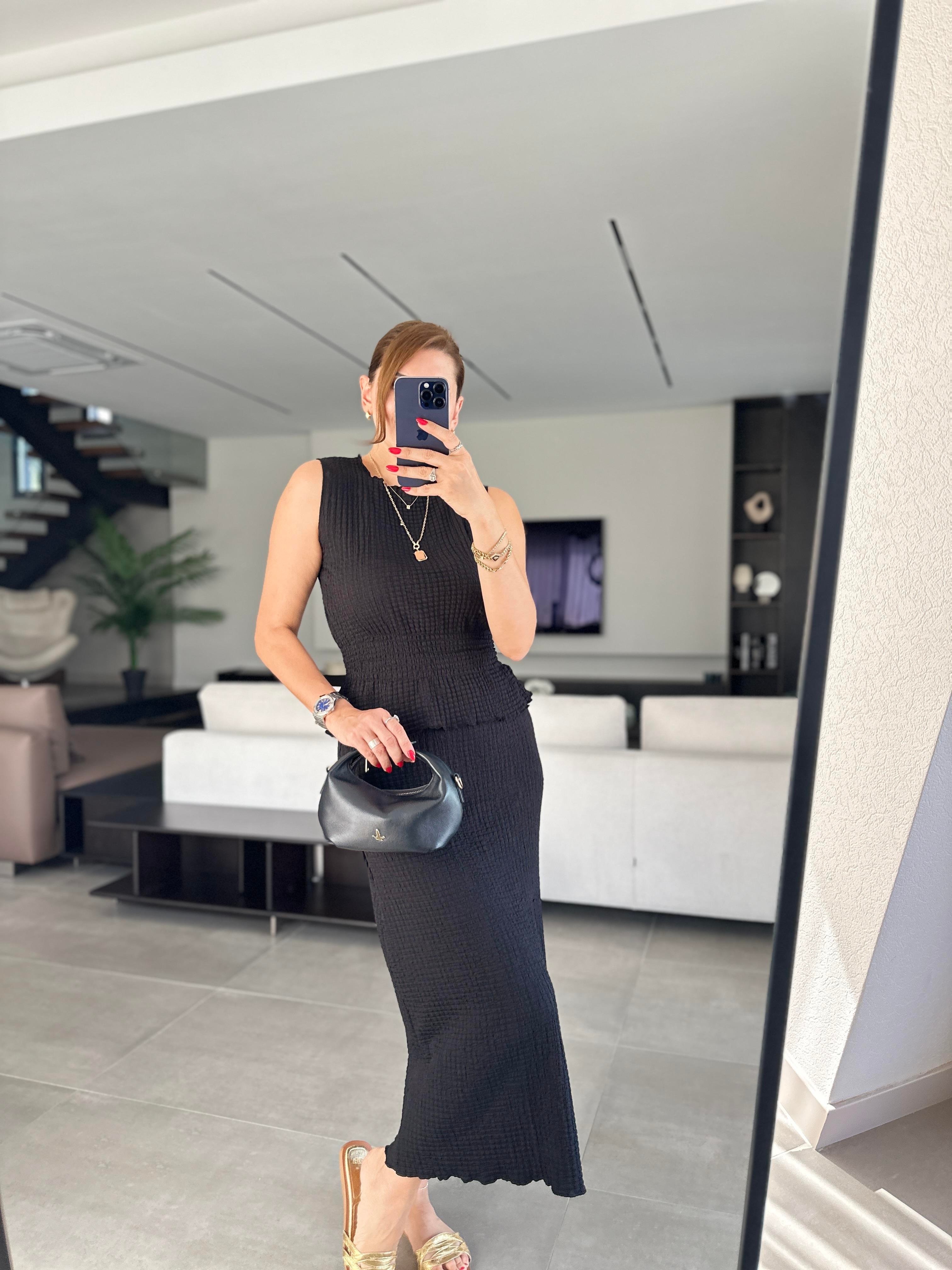 Siyah Kolsuz Bel Varyoma Etek Takım