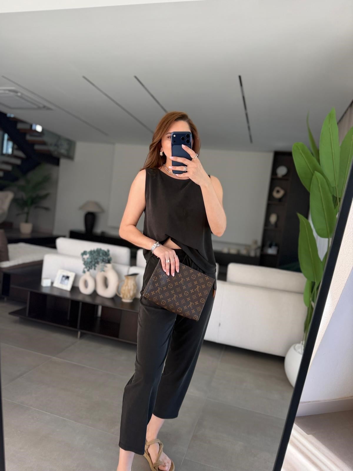 Siyah Kolsuz Geniş Yaka Pike Takım