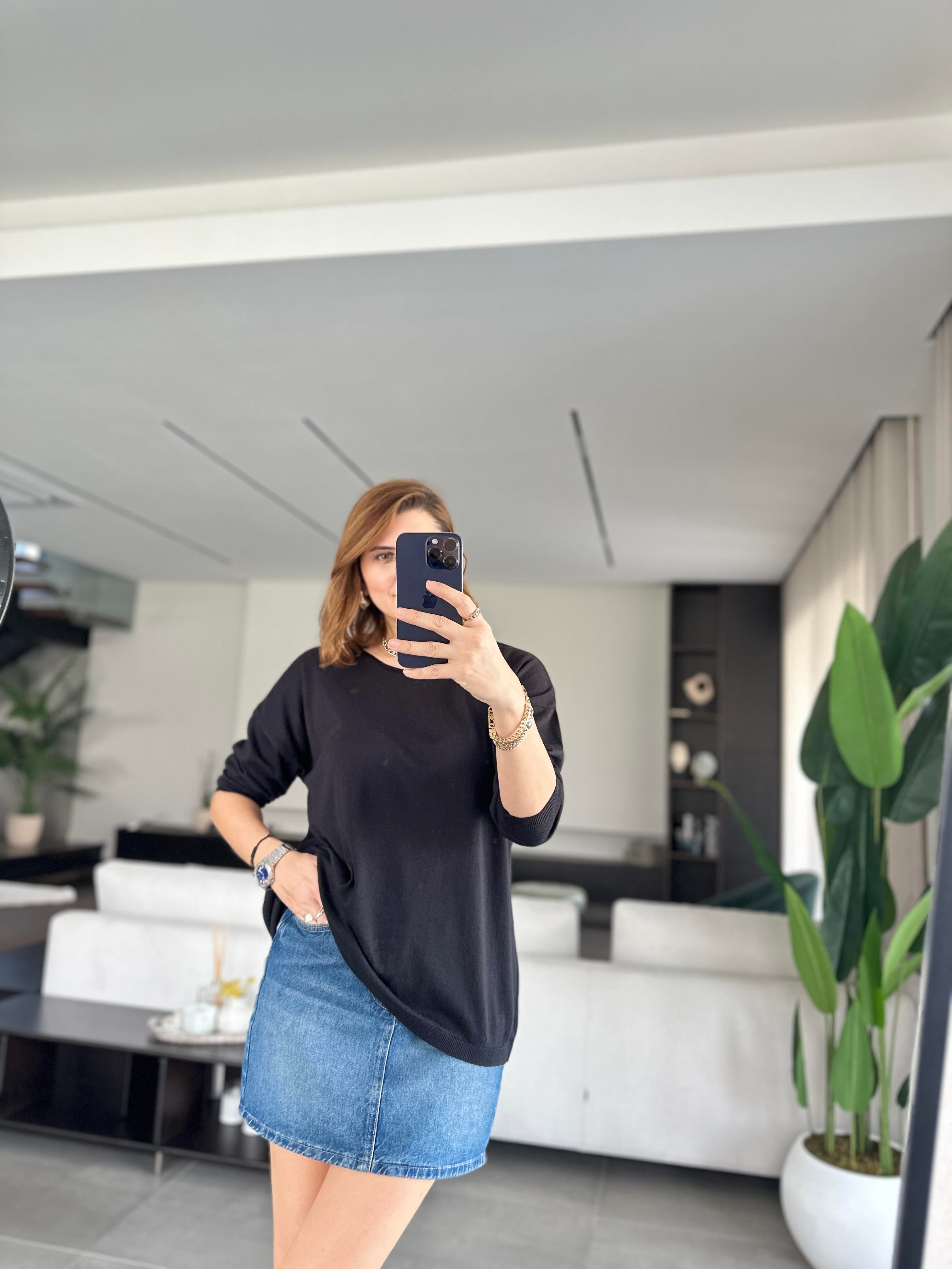 Siyah Lena Salaş Bluz
