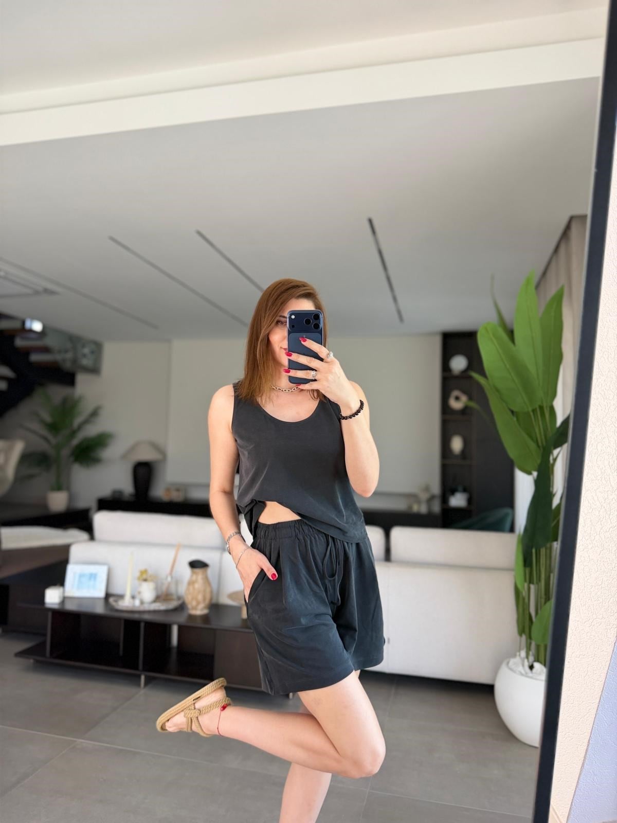 Siyah Modal Premium Şortlu Takım