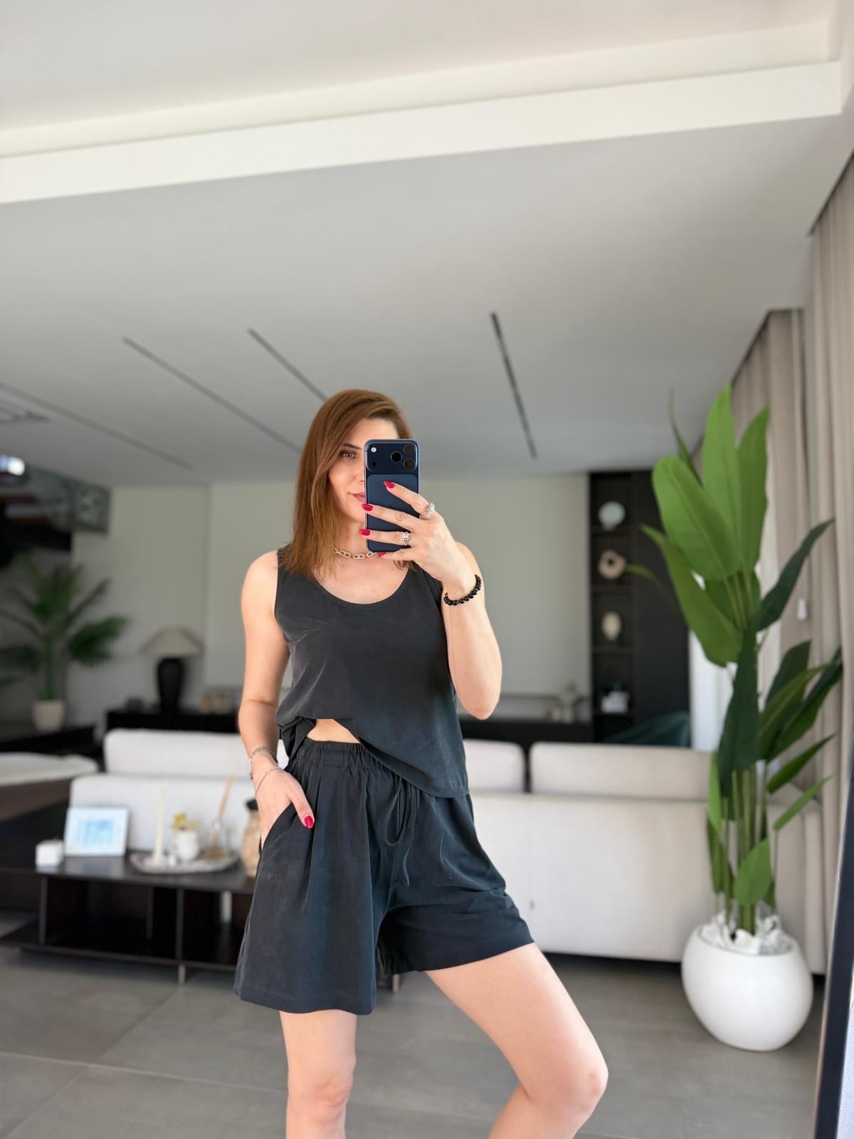 Siyah Modal Premium Şortlu Takım