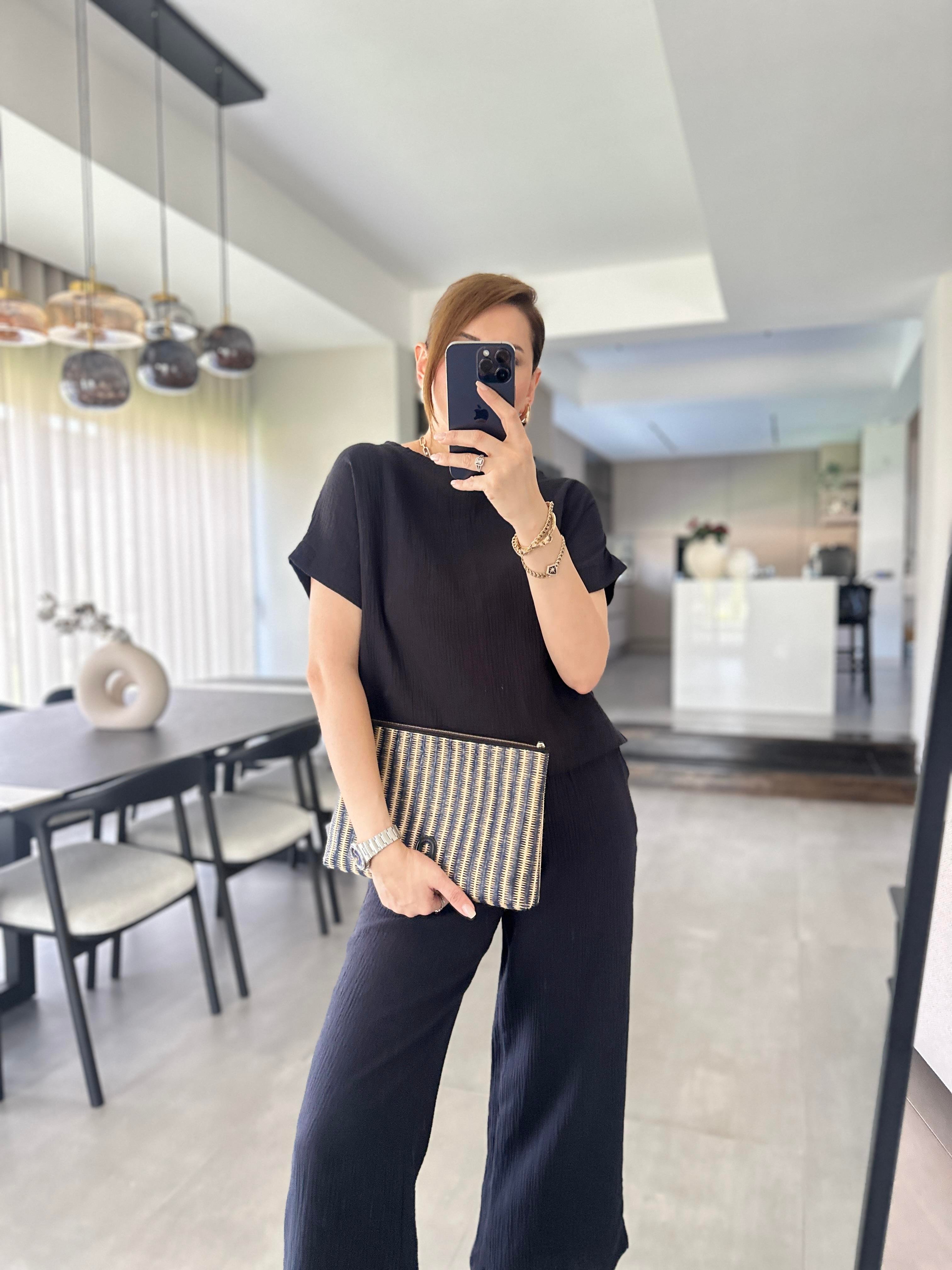 Siyah Müslin Pantolon Takım
