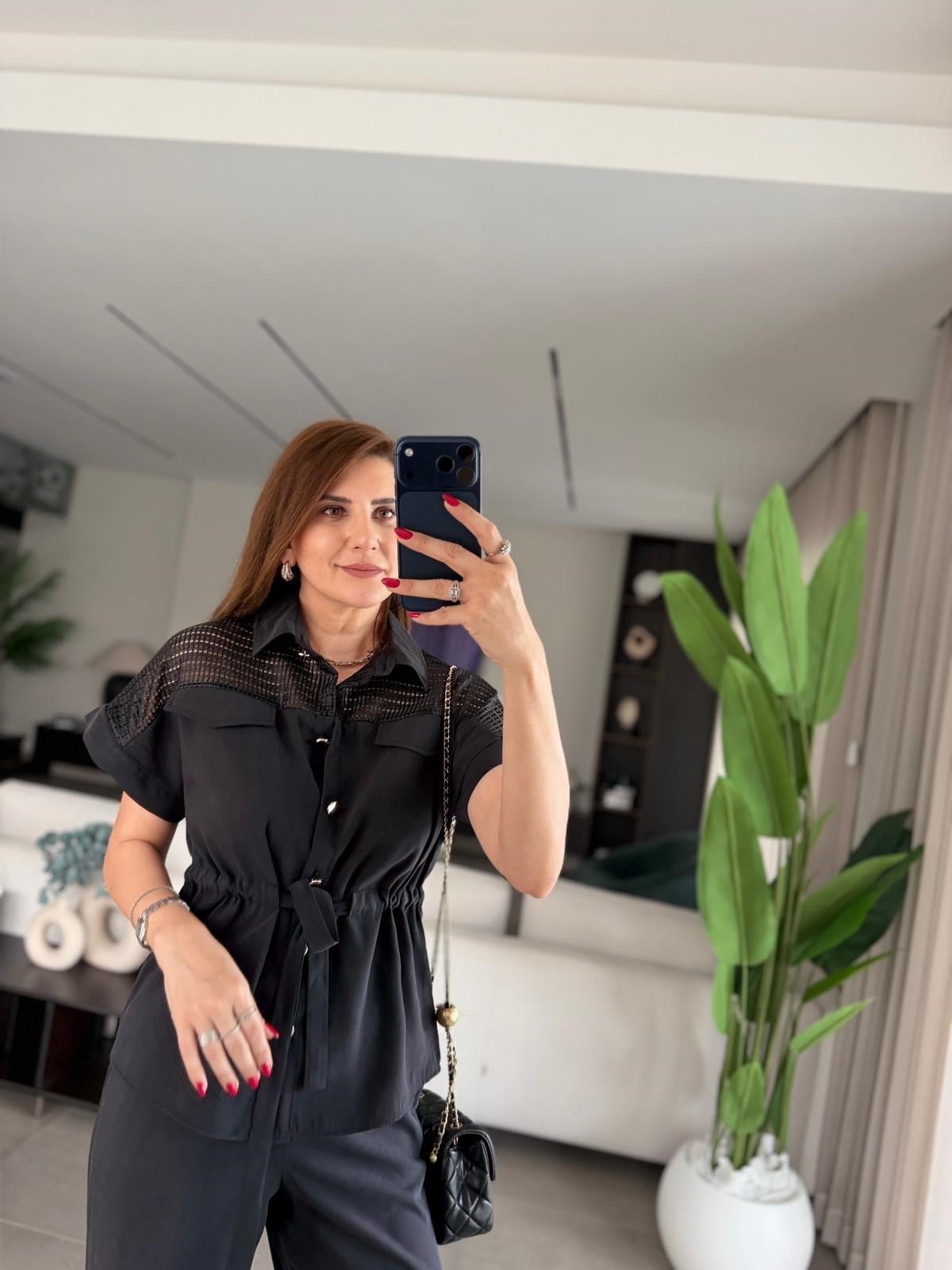Siyah Omzu Fileli Kuşaklı Cupra Takım