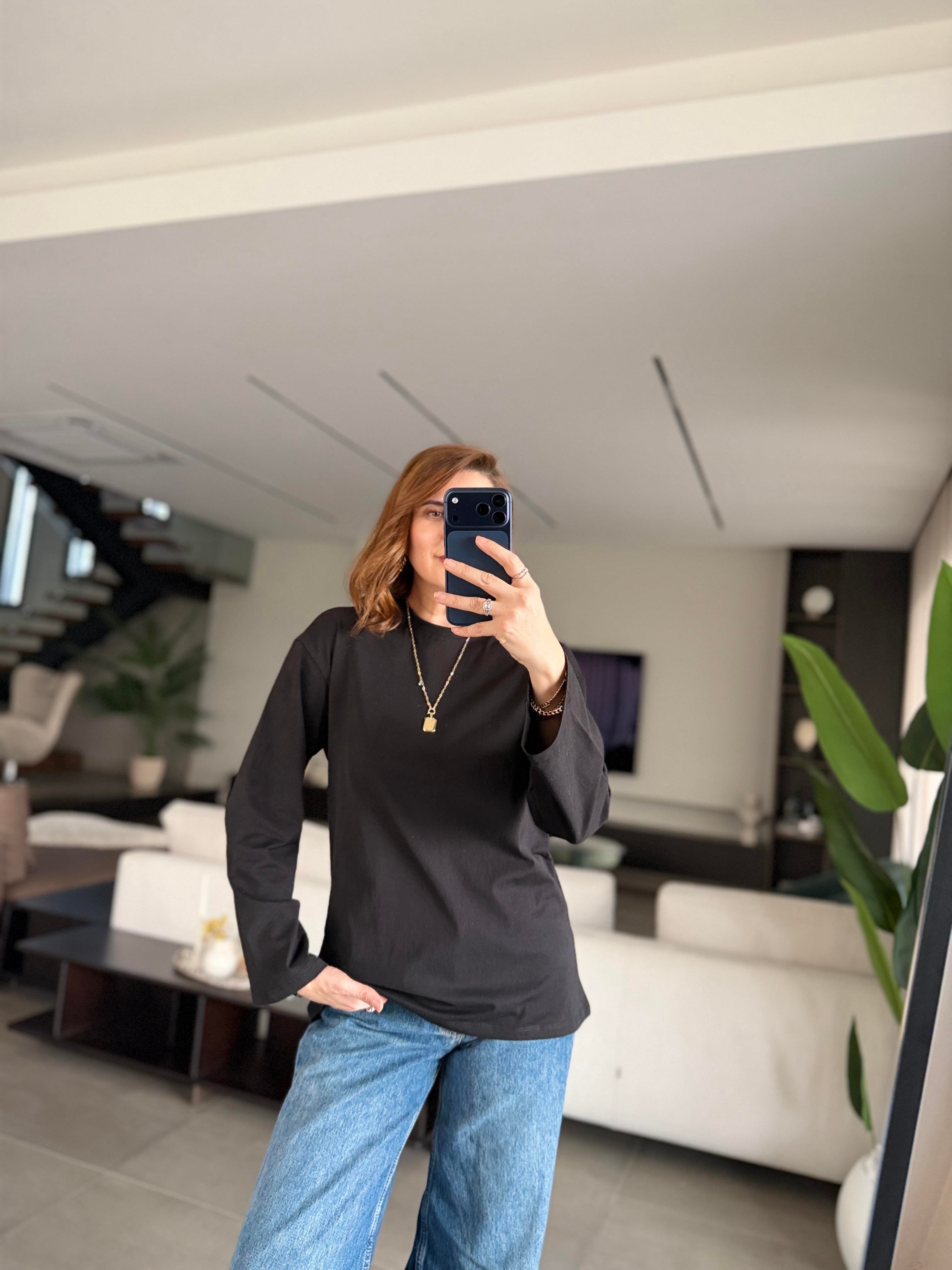 Siyah Oslo Uzun Kol Basic Bady