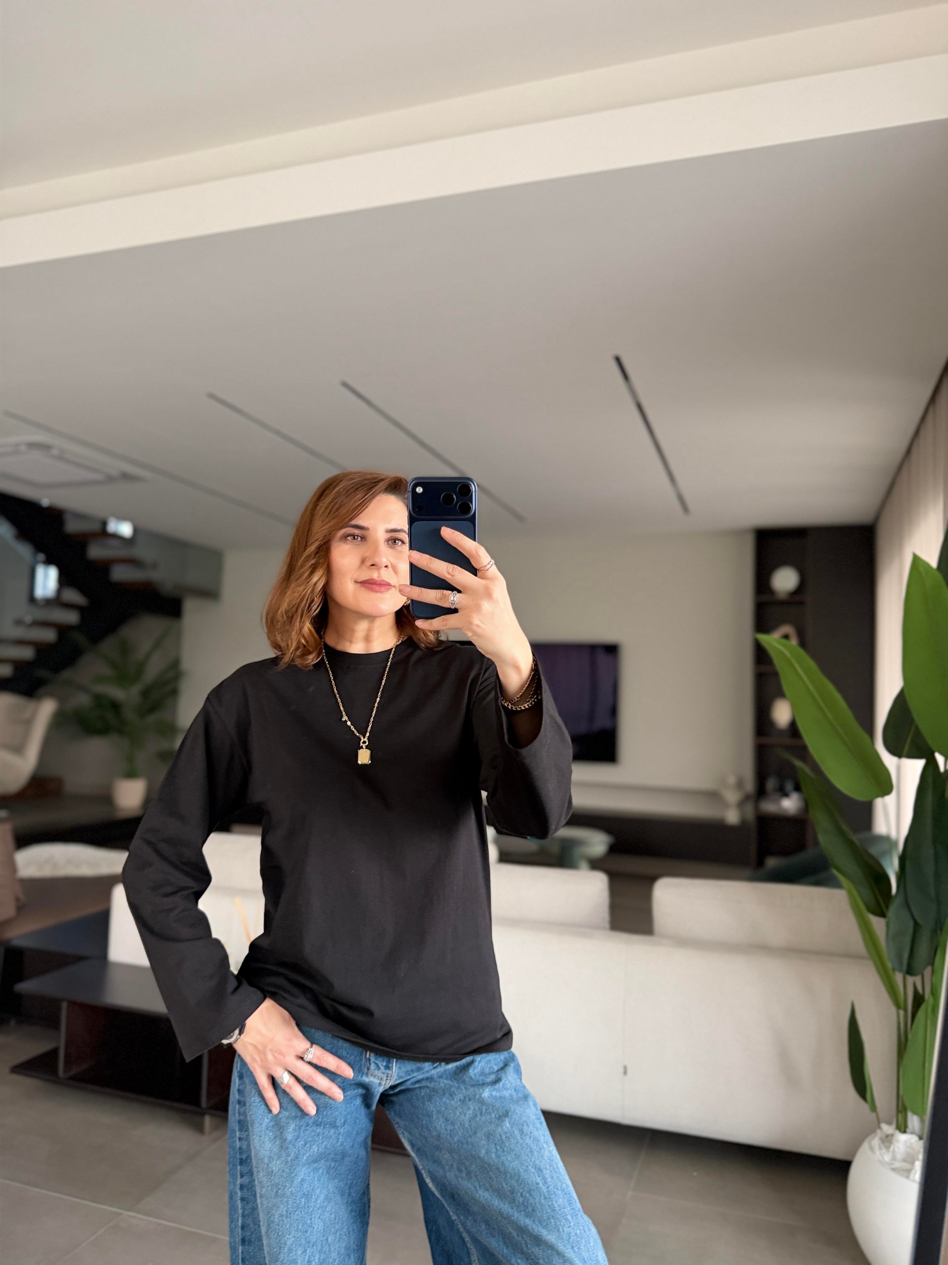 Siyah Oslo Uzun Kol Basic Bady